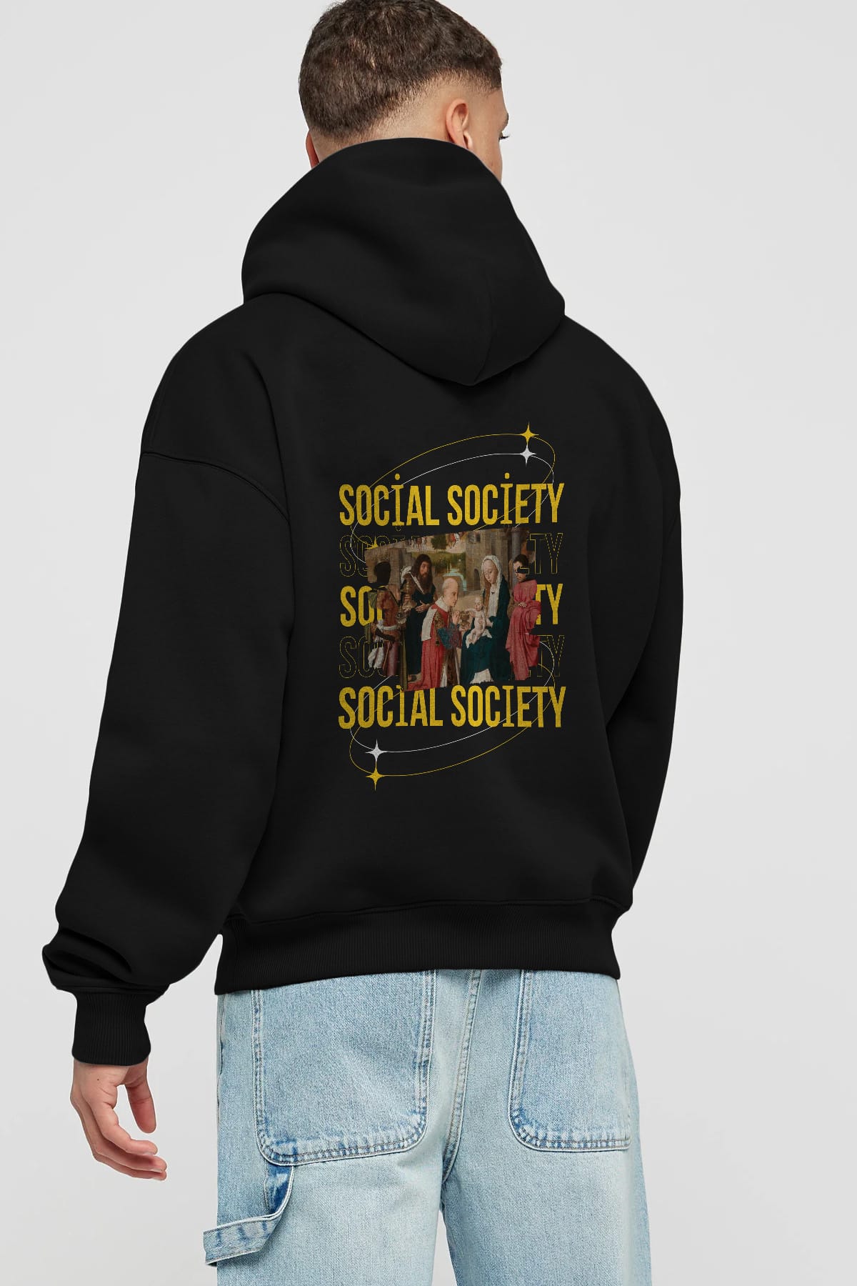 Social Society Yazılı Arka Baskılı Oversize Hoodie Kapüşonlu Sweatshirt Erkek Kadın Unisex