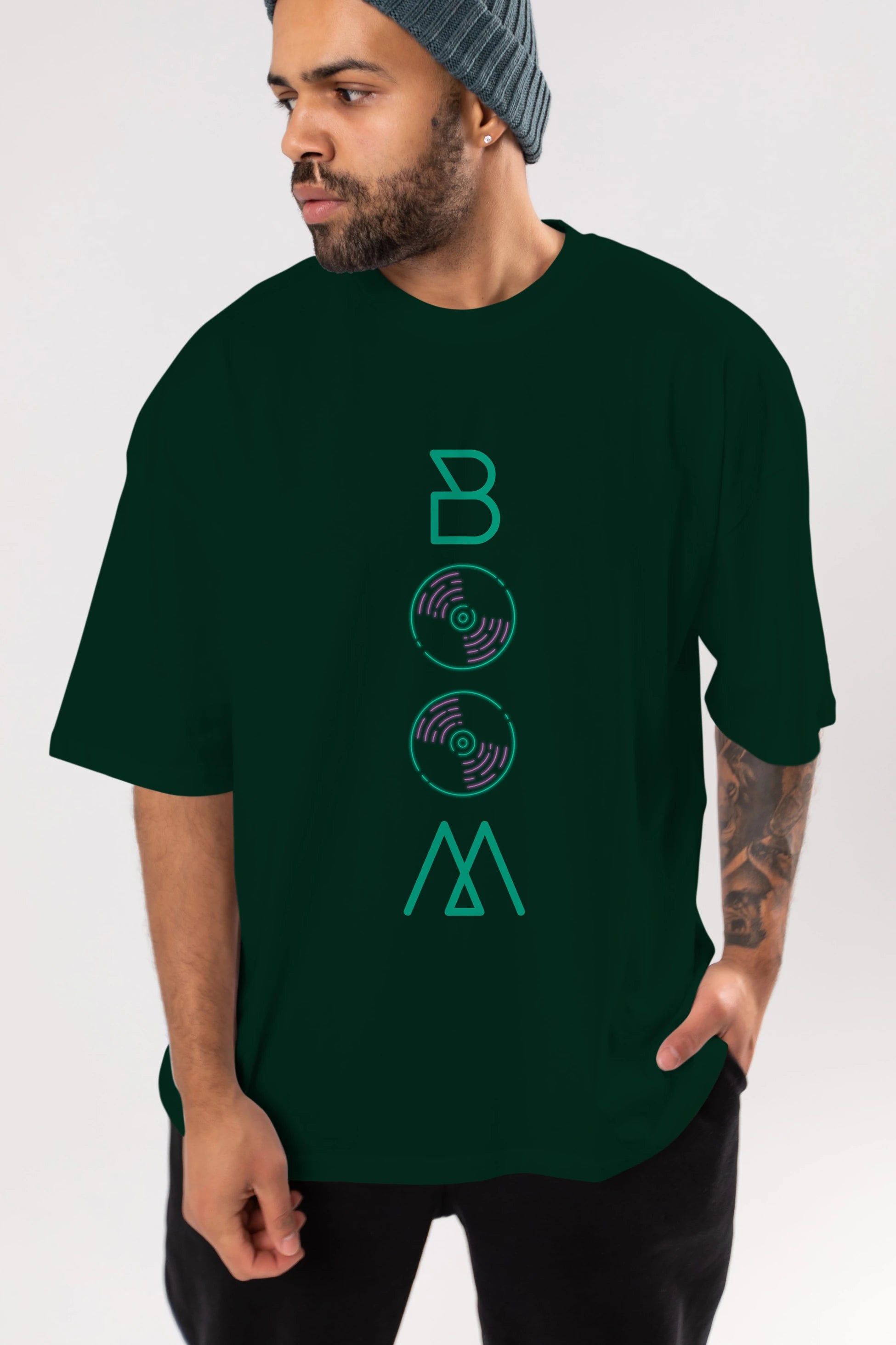 Boom Ön Baskılı Oversize t-shirt Erkek Kadın Unisex