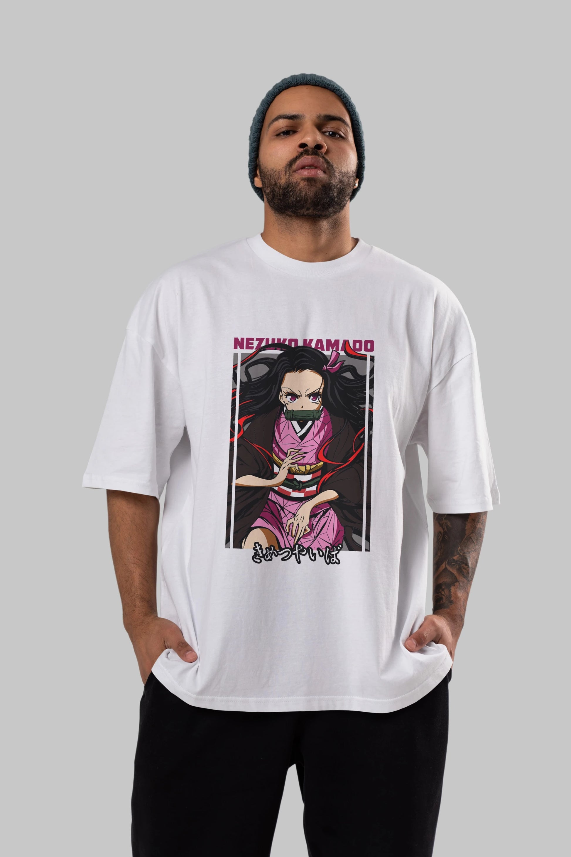 Nezuko Kamado 1 Anime Ön Baskılı Oversize t-shirt %100 pamuk Erkek Kadın Unisex