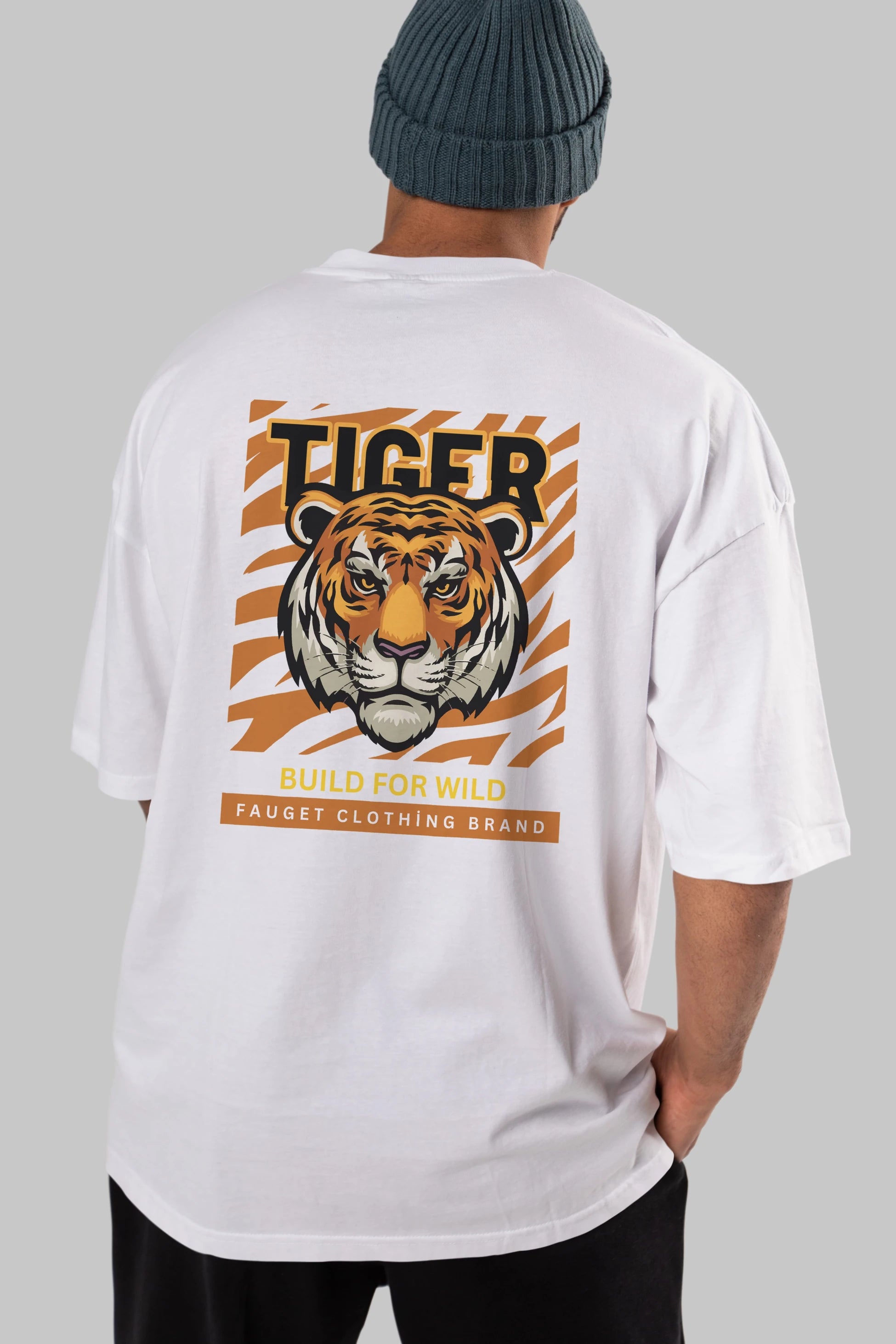 Tiger Arka Baskılı Oversize t-shirt Erkek Kadın Unisex