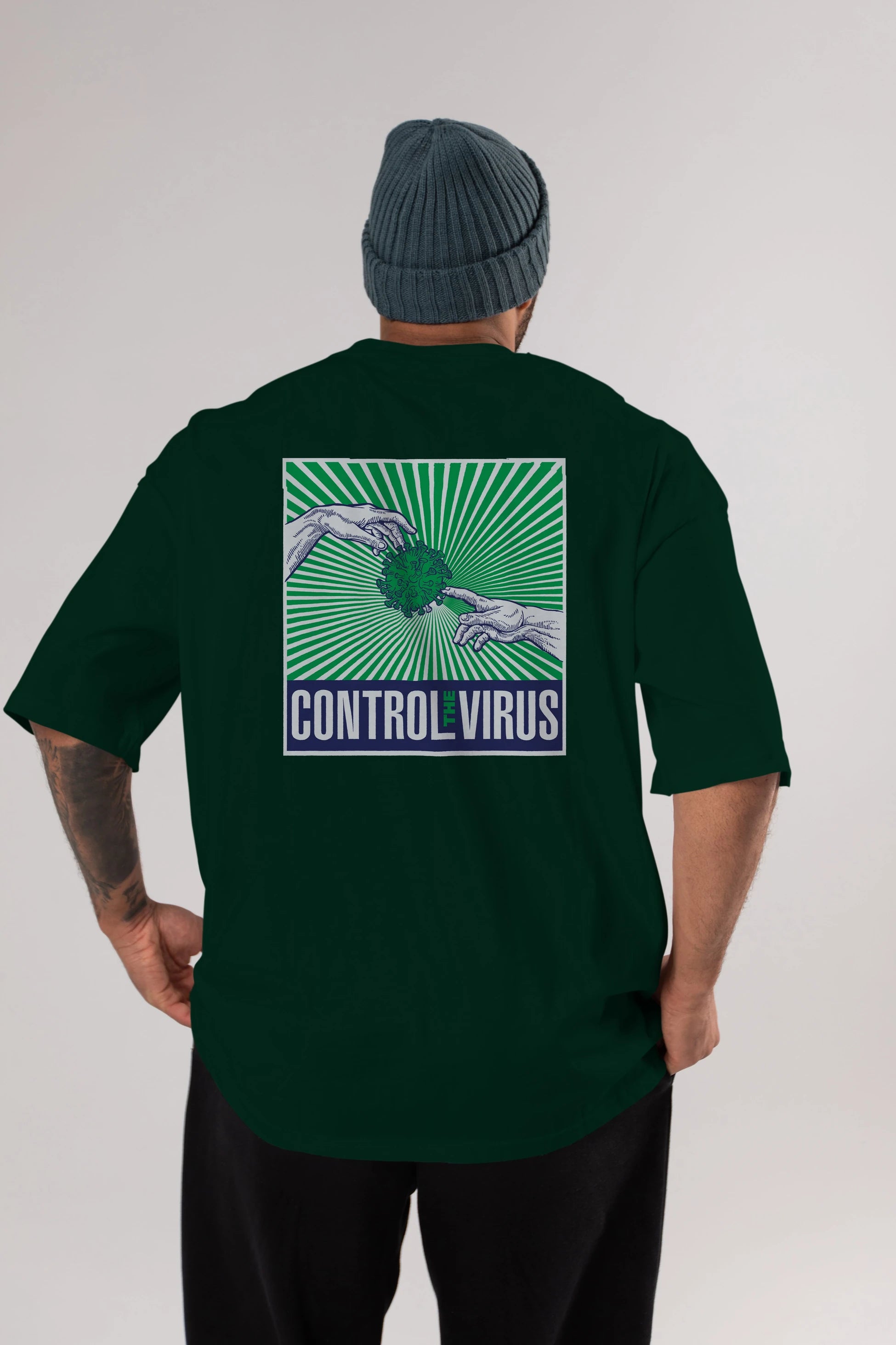 Control The Virus Arka Baskılı Oversize t-shirt Erkek Kadın Unisex