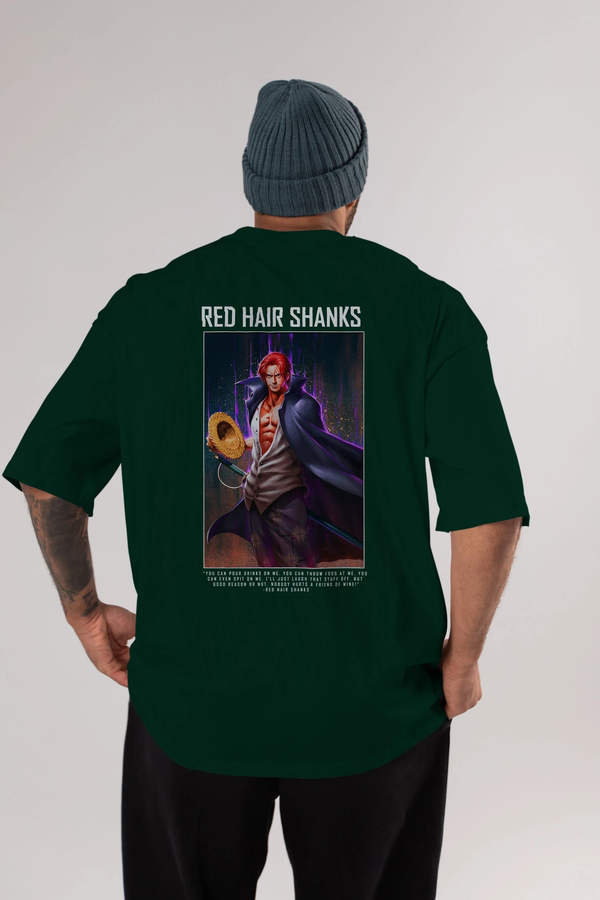 Shanks Anime Arka Baskılı Oversize t-shirt Erkek Kadın Unisex %100 pamuk tişort