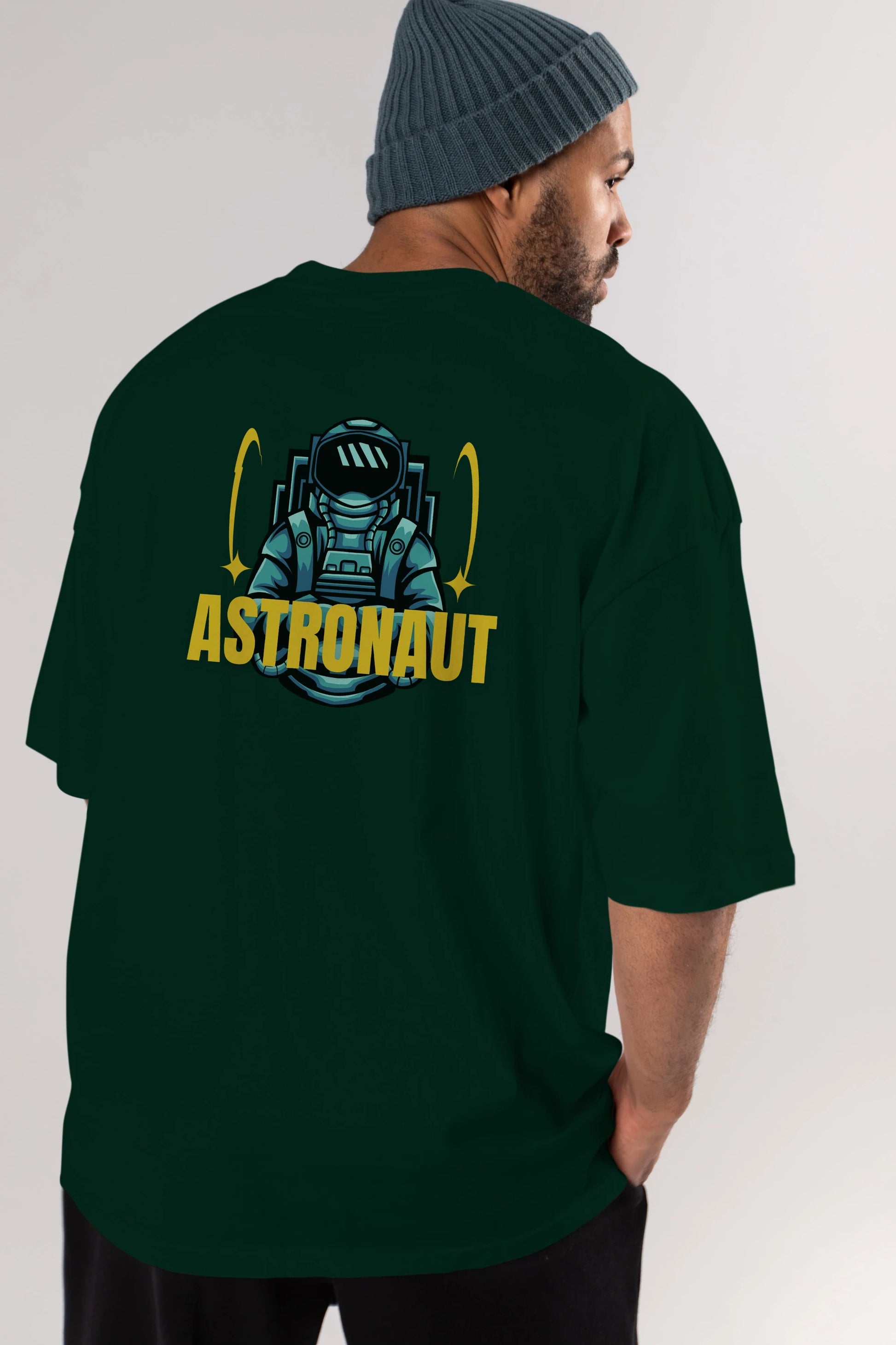 Astronaut Arka Baskılı Oversize t-shirt Erkek Kadın Unisex