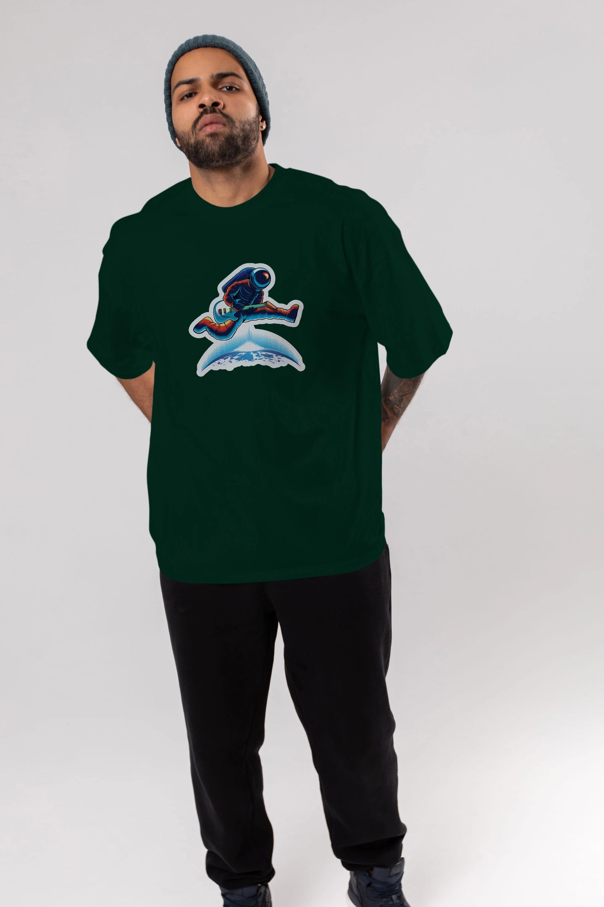 Astroguitar Sticker Ön Baskılı Oversize t-shirt Erkek Kadın Unisex
