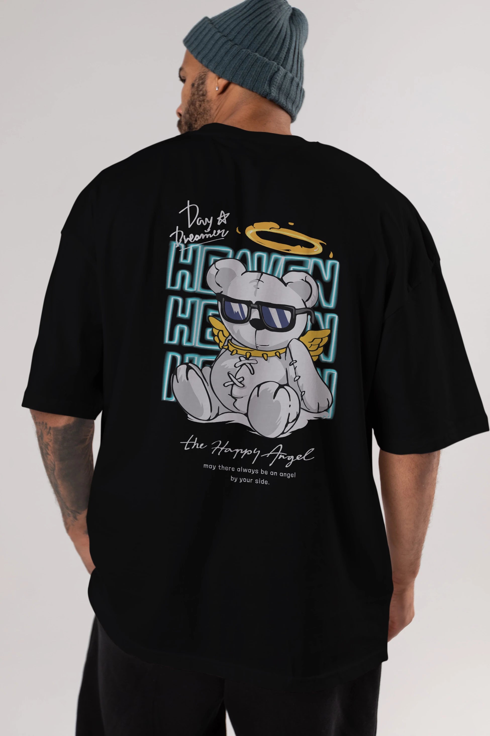Heaven Bear Arka Baskılı Oversize t-shirt Erkek Kadın Unisex