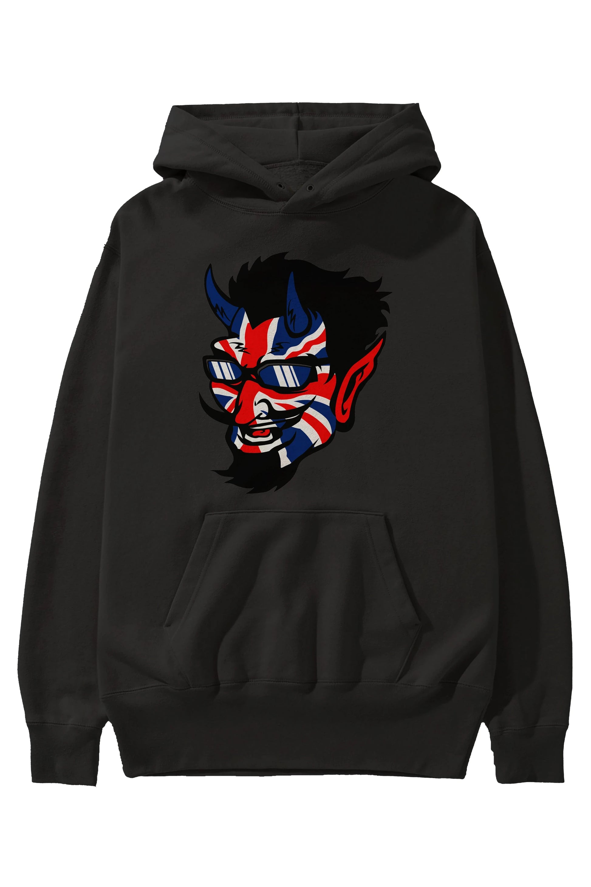 UK Devil Ön Baskılı Hoodie Oversize Kapüşonlu Sweatshirt Erkek Kadın Unisex