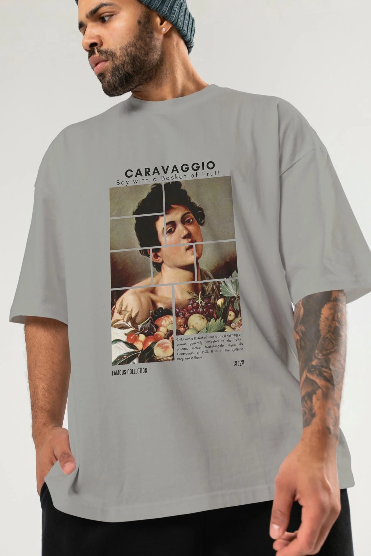Caravaggio Boy ön Baskılı Oversize t-shirt Erkek Kadın Bisiklet Yaka Pamuk tişort