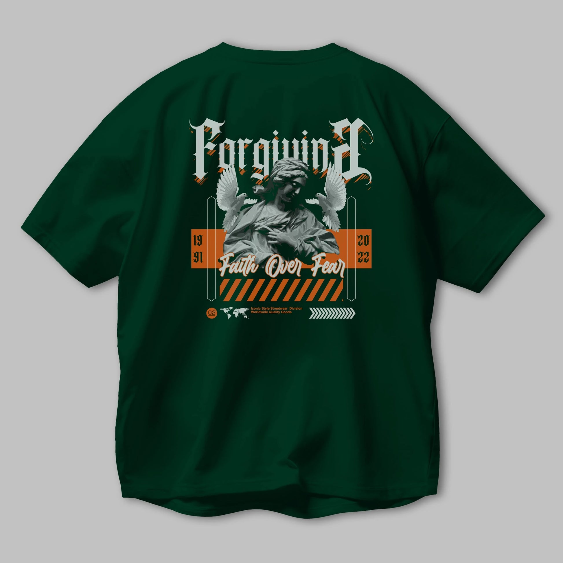 Faith Over Fear 2 Arka Baskılı Oversize t-shirt Erkek Kadın Unisex