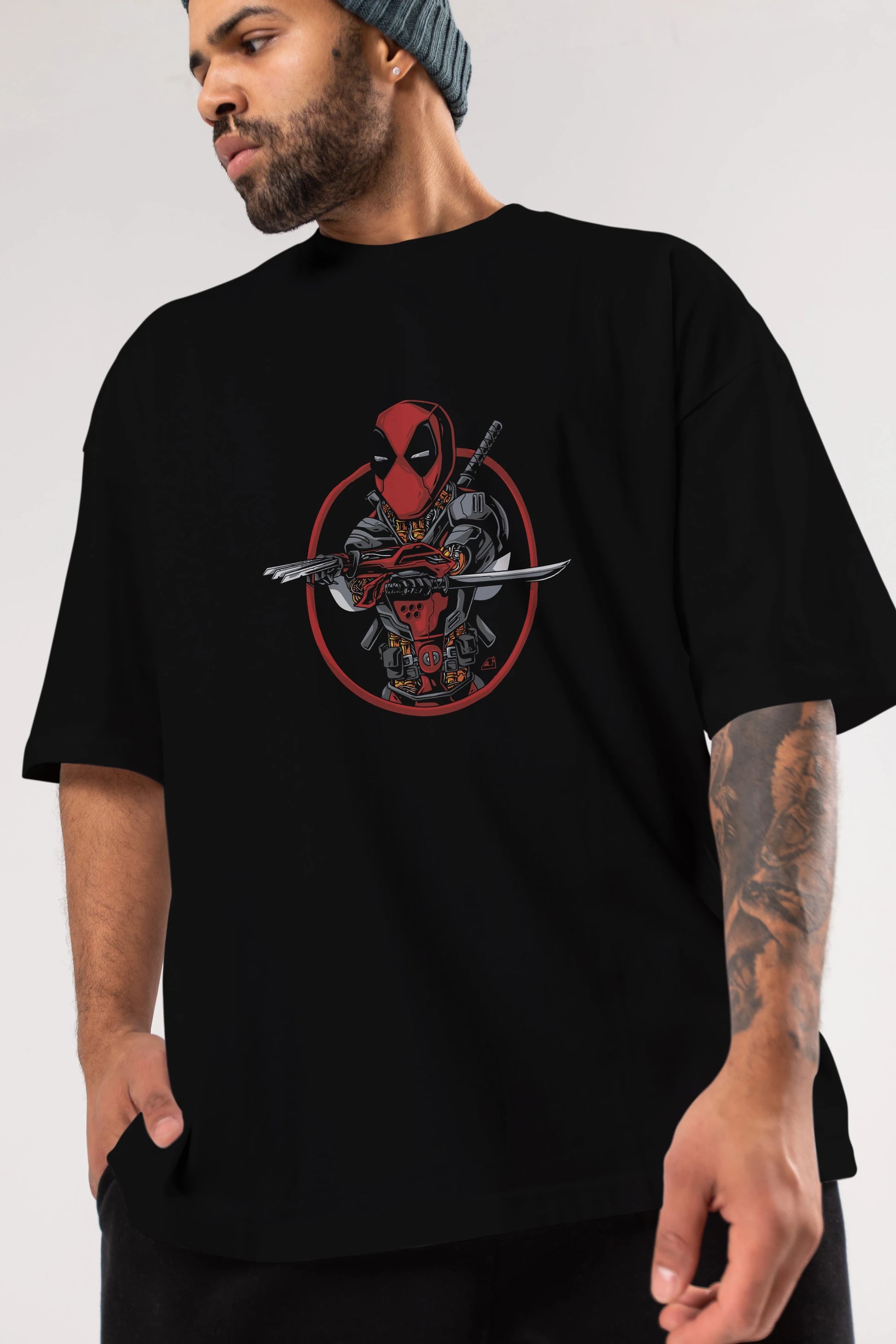 Deadpool (5) Ön Baskılı Oversize t-shirt Erkek Kadın Unisex %100 Pamuk Bisiklet Yaka tişort