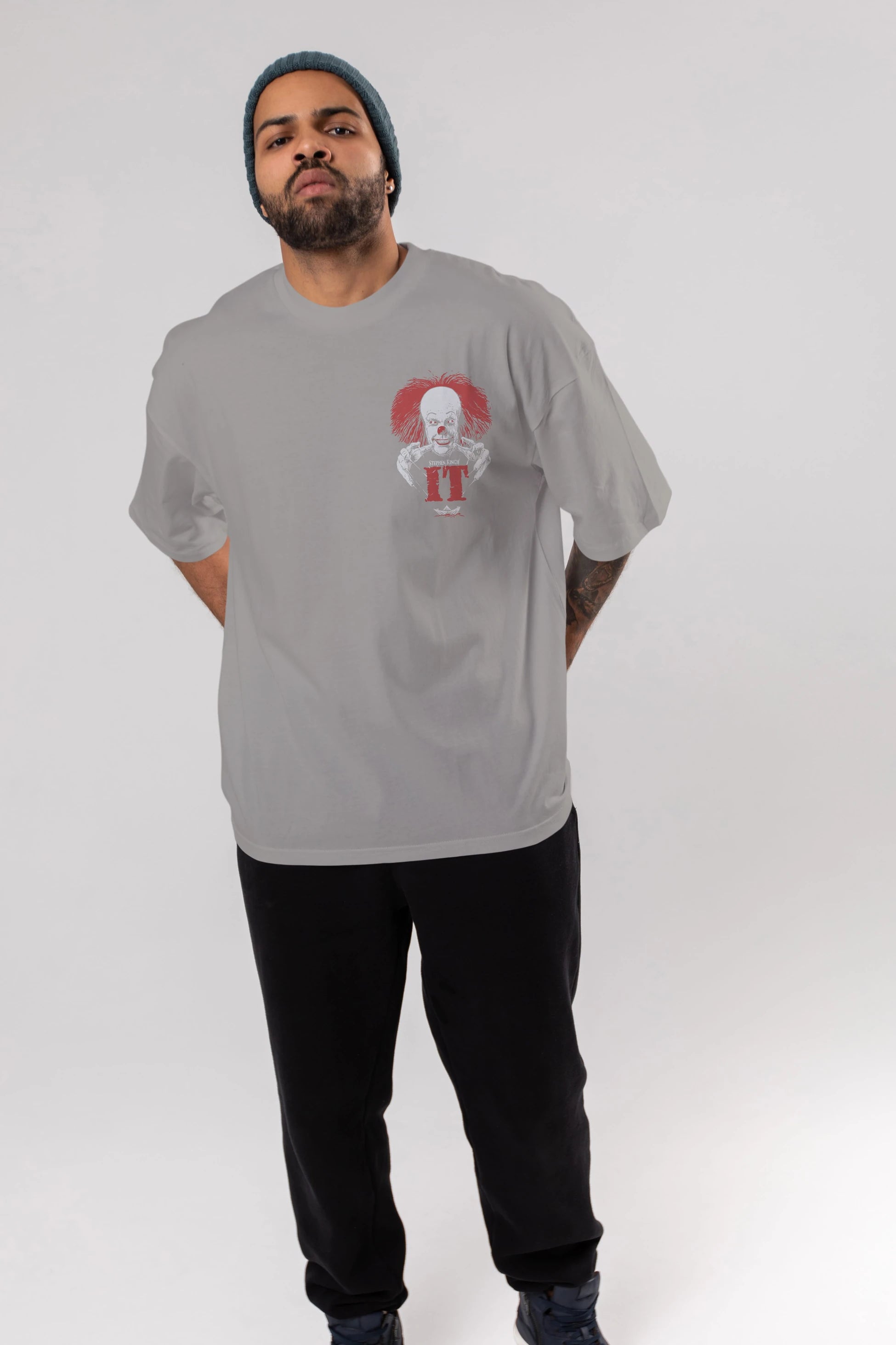 it Ön Sol Baskılı Oversize t-shirt Erkek Kadın Unisex %100 Pamuk Bisiklet Yaka tişort