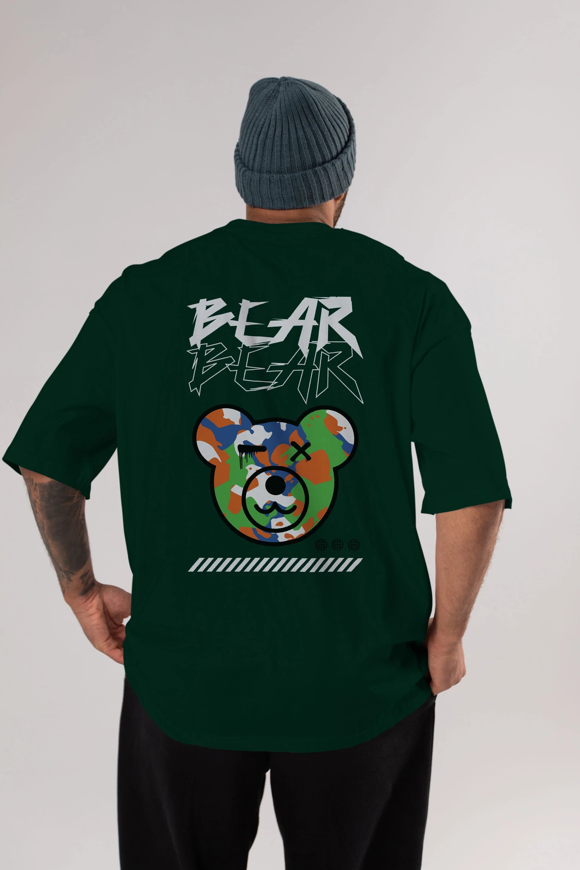Bear Bear Arka Baskılı Oversize t-shirt Erkek Kadın Unisex