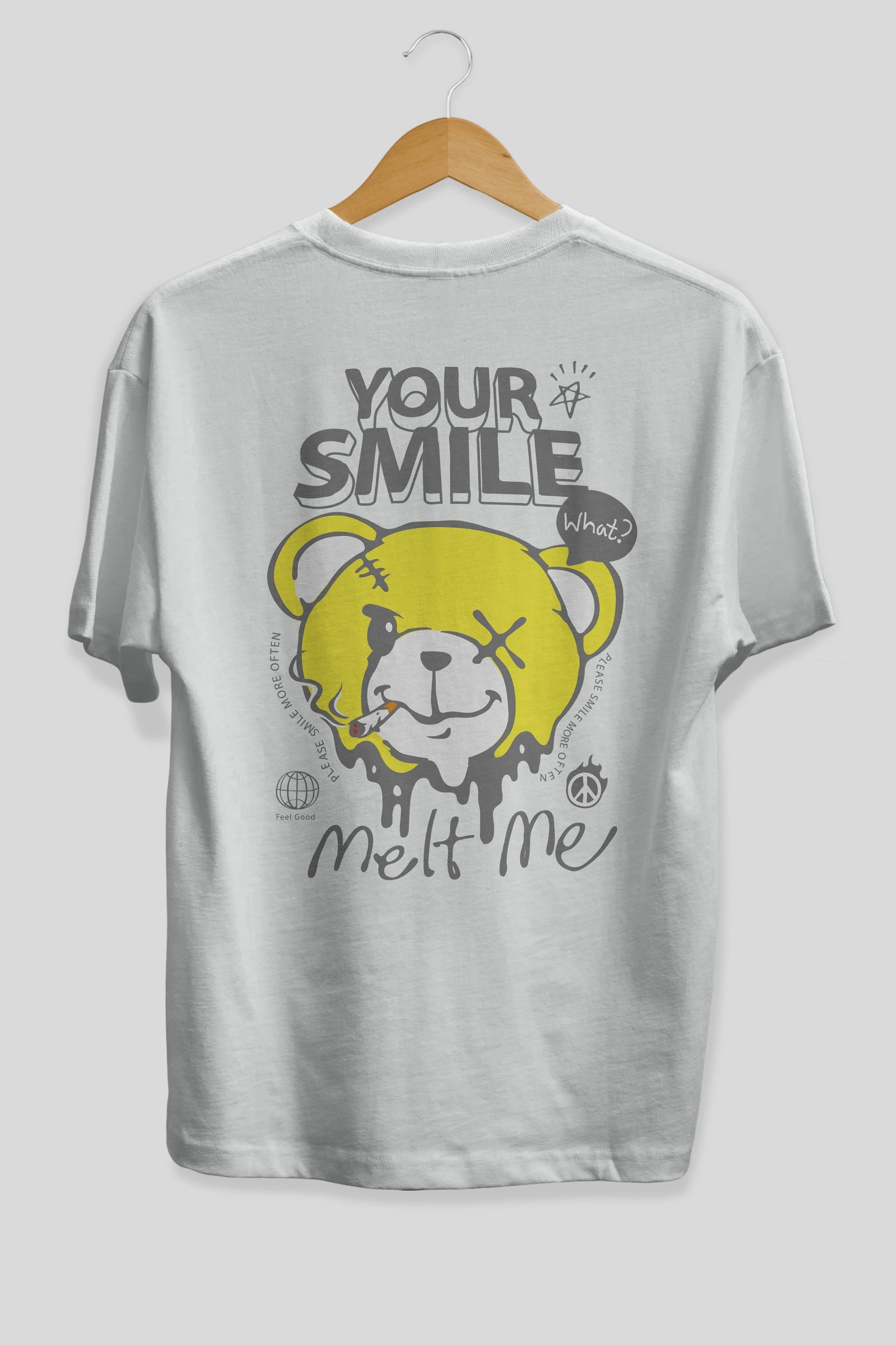 Your Smile Bear Arka Baskılı Oversize t-shirt Erkek Kadın Unisex