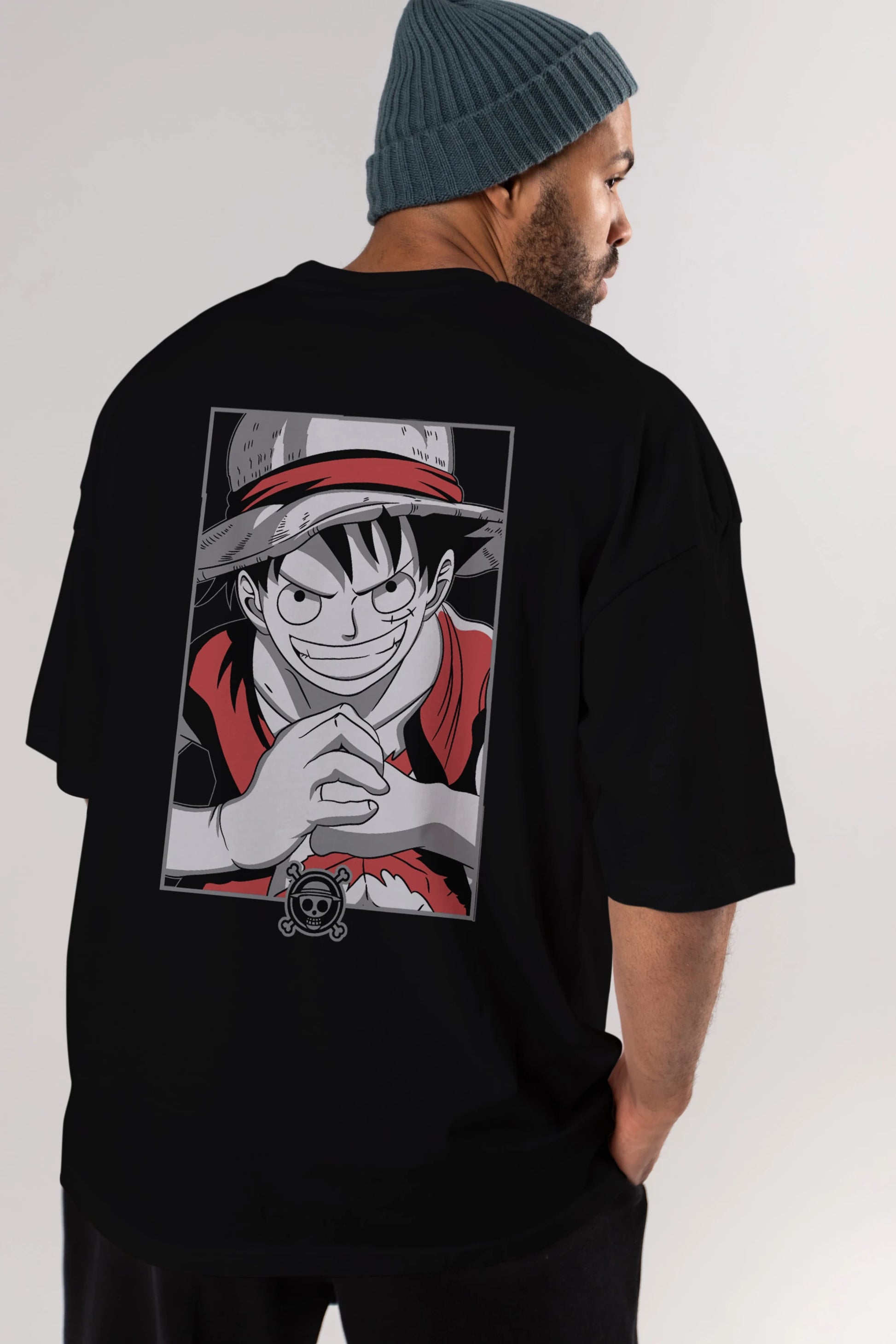 LUFF D. MONKEY OnePiece Anime Arka Baskılı Oversize t-shirt Erkek Kadın Unisex