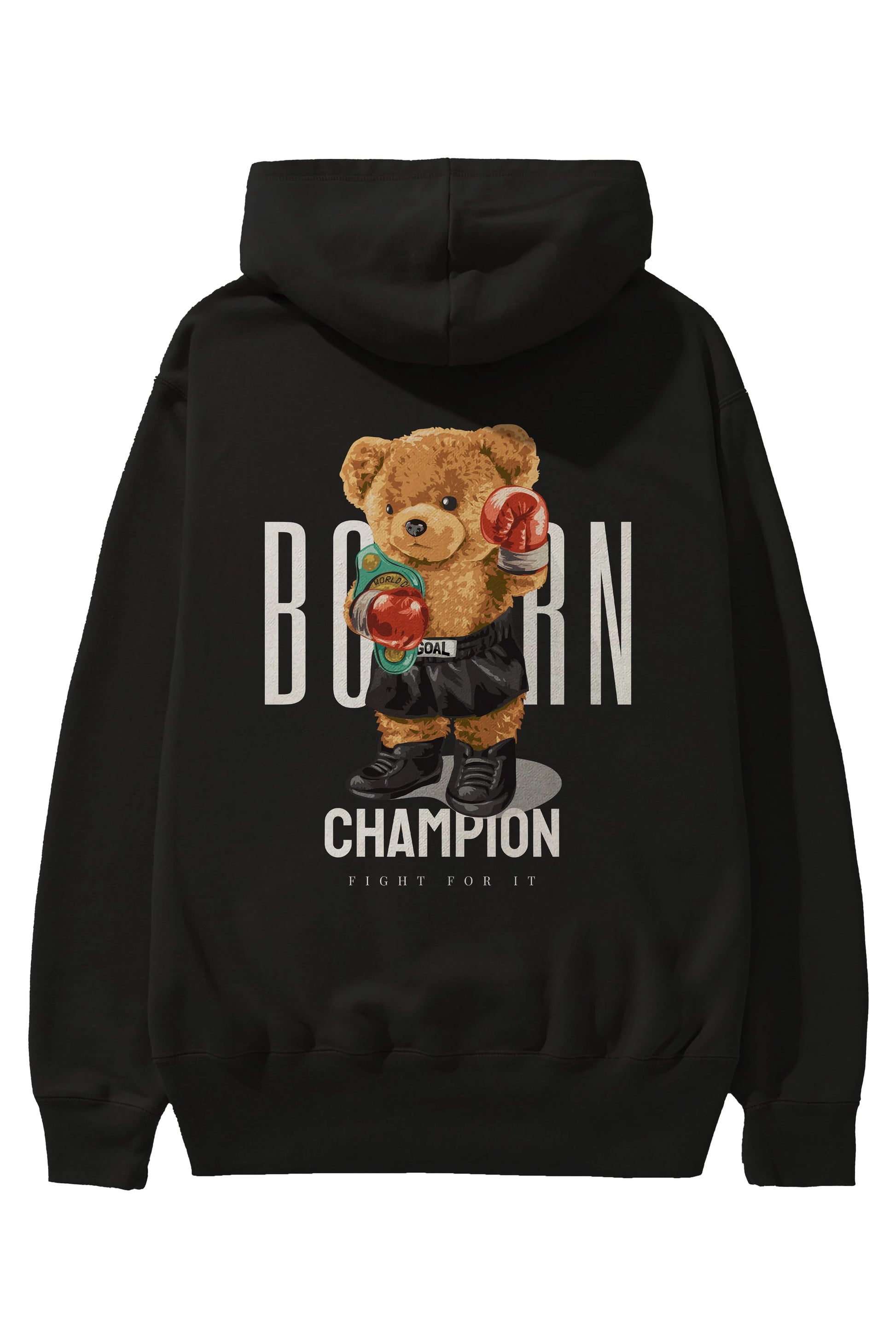 Teddy Bear Champion Arka Baskılı Hoodie Oversize Kapüşonlu Sweatshirt Erkek Kadın Unisex