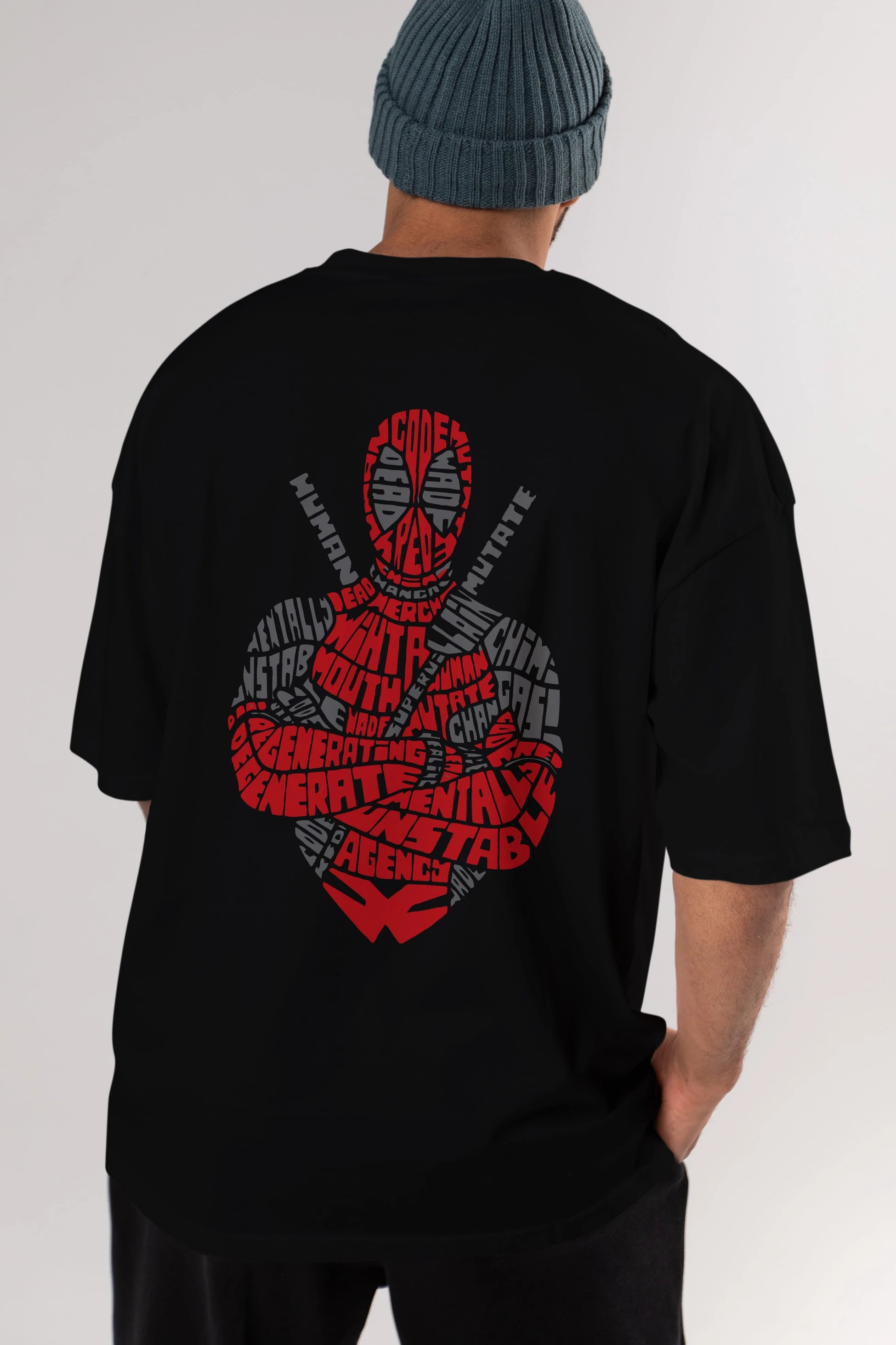 Deadpool (16) Arka Baskılı Oversize t-shirt Erkek Kadın Unisex %100 Pamuk Bisiklet Yaka tişort