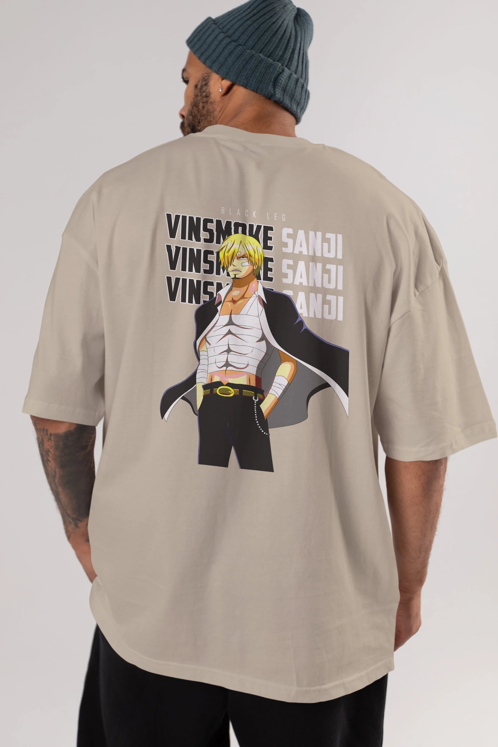 Sanji Anime Arka Baskılı Oversize t-shirt Erkek Kadın Unisex %100 pamuk tişort