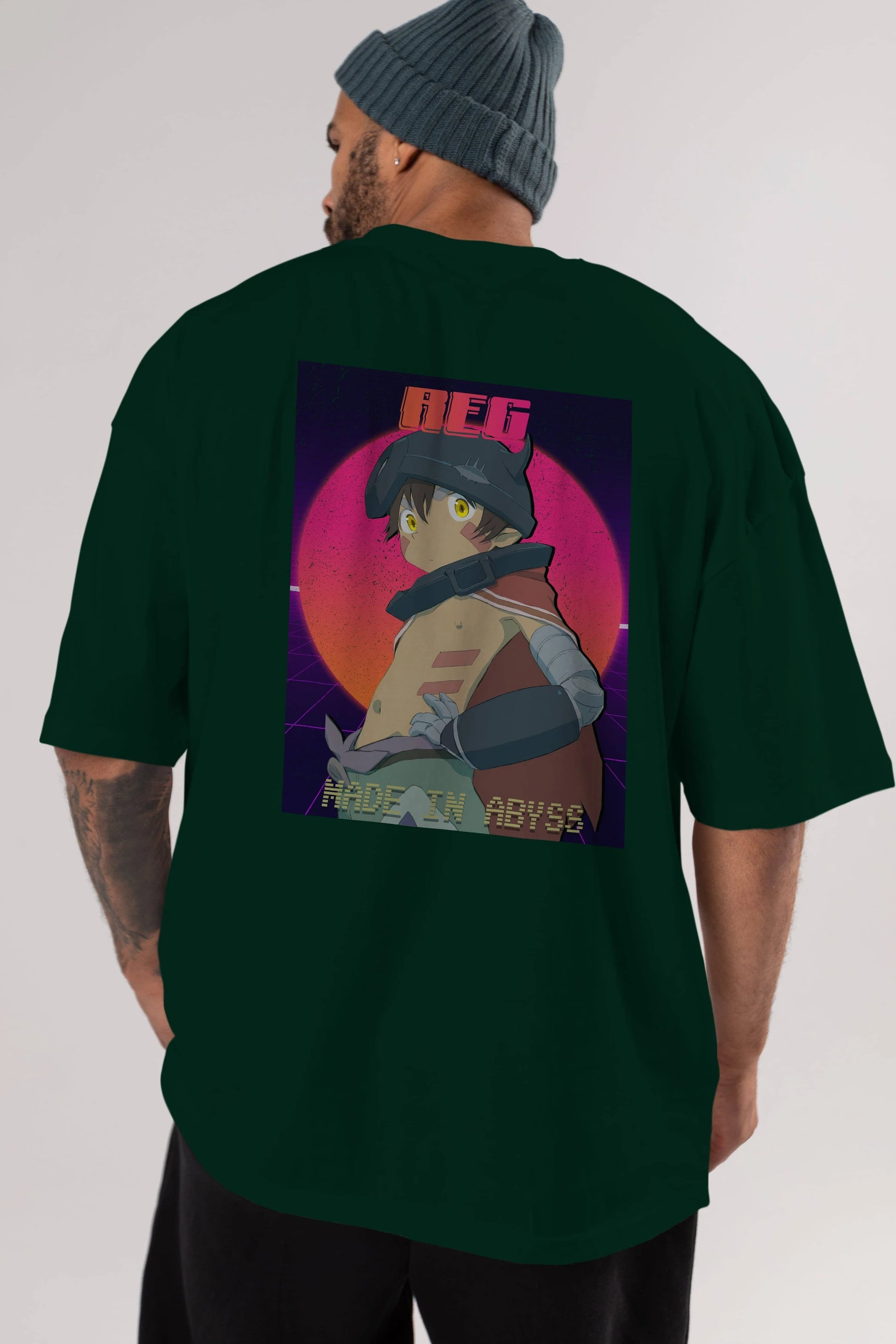 Reg 7 Anime Arka Baskılı Oversize t-shirt Erkek Kadın Unisex