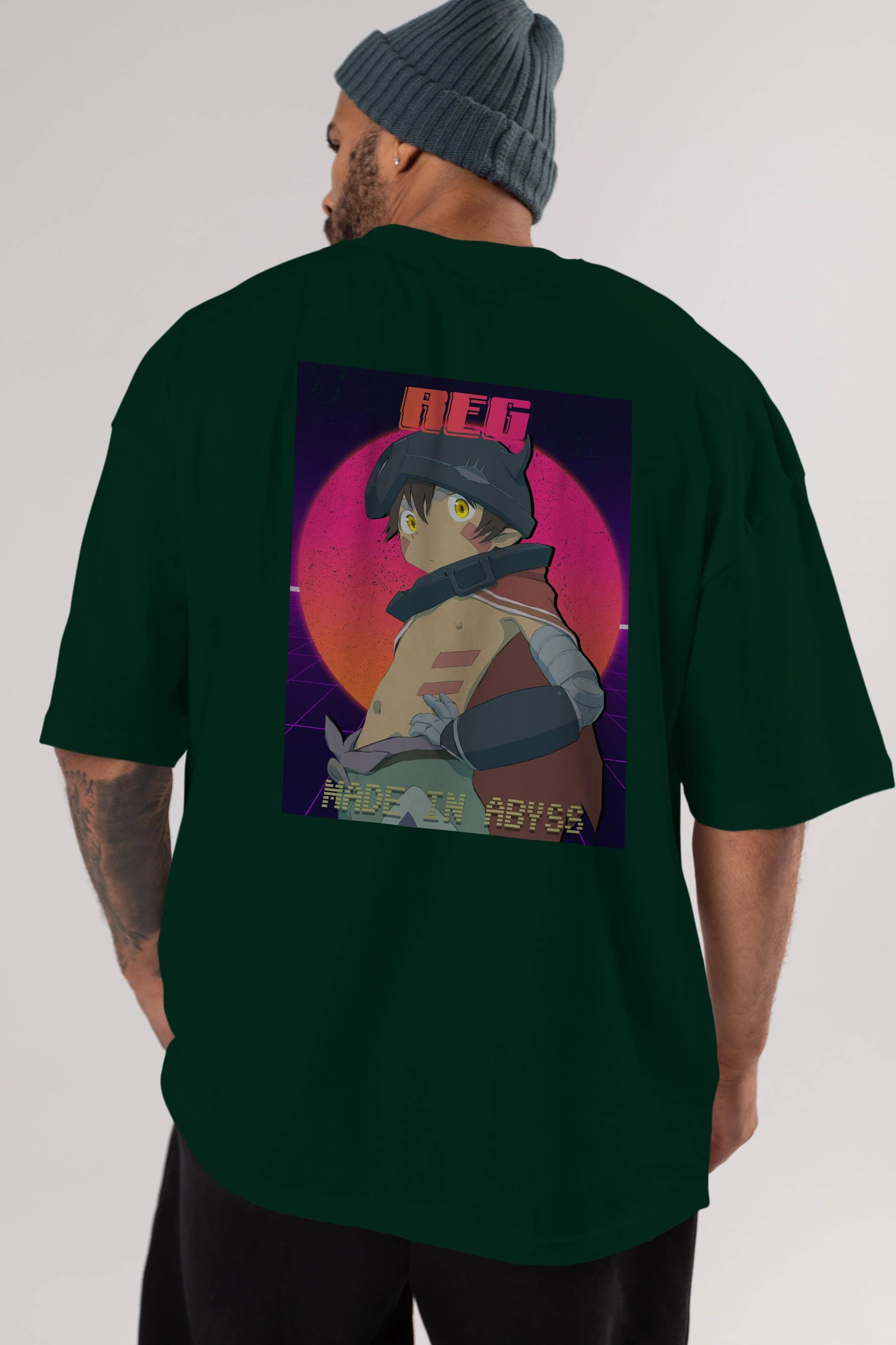 Reg 7 Anime Arka Baskılı Oversize t-shirt Erkek Kadın Unisex