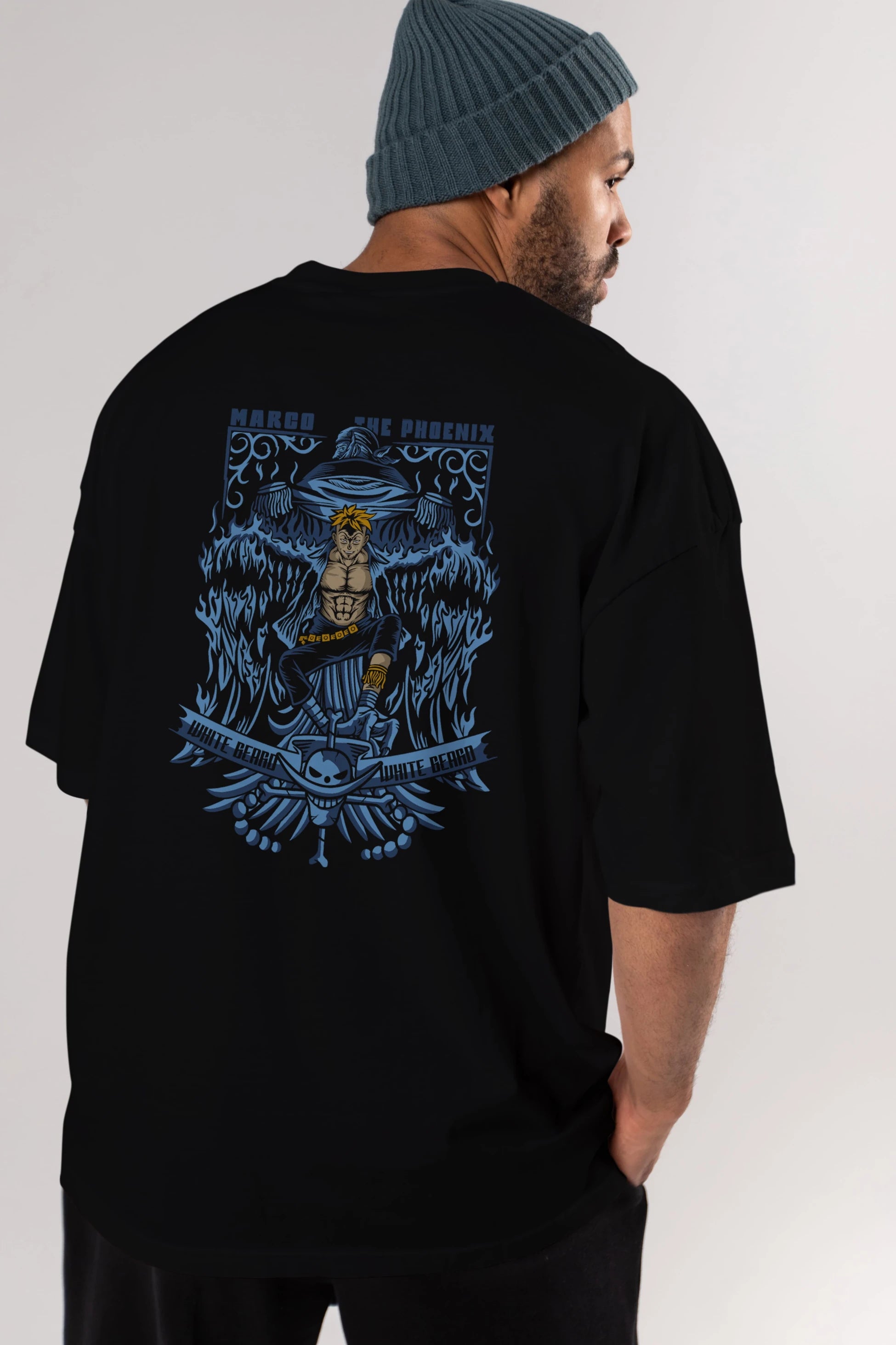 MARCO EL FENIX One Piece Anime Arka Baskılı Oversize t-shirt Erkek Kadın Unisex
