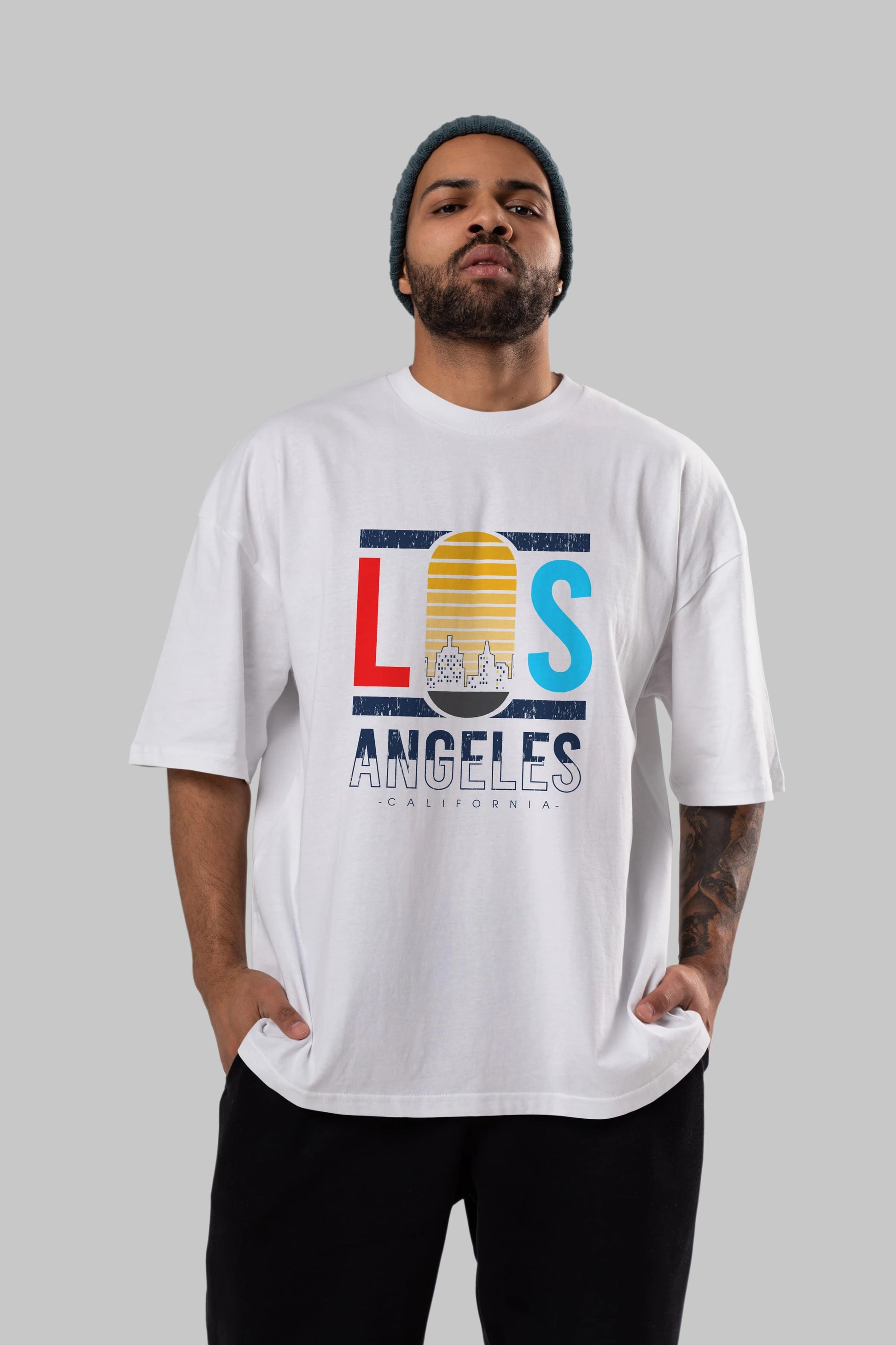 Los Angeles Ön Baskılı Oversize t-shirt Erkek Kadın Unisex