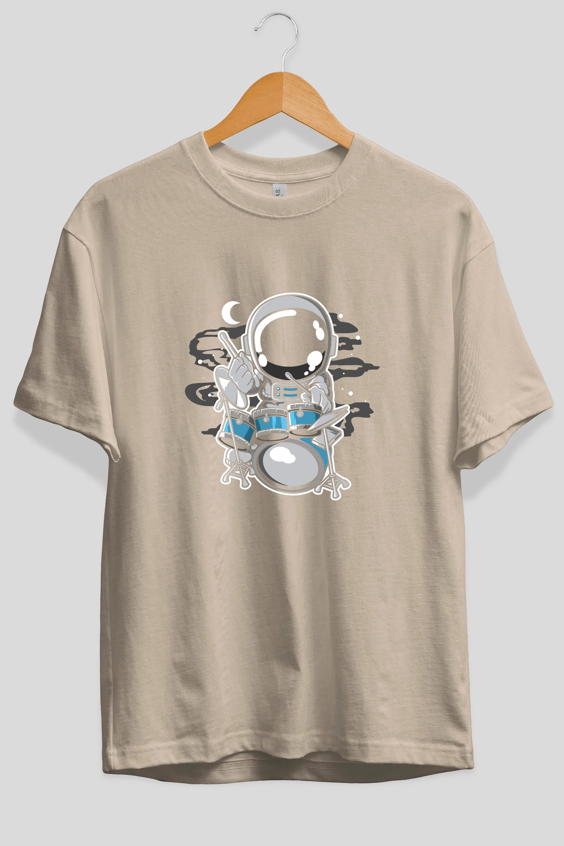 Astronaut Drummer Ön Baskılı Oversize t-shirt Erkek Kadın Unisex