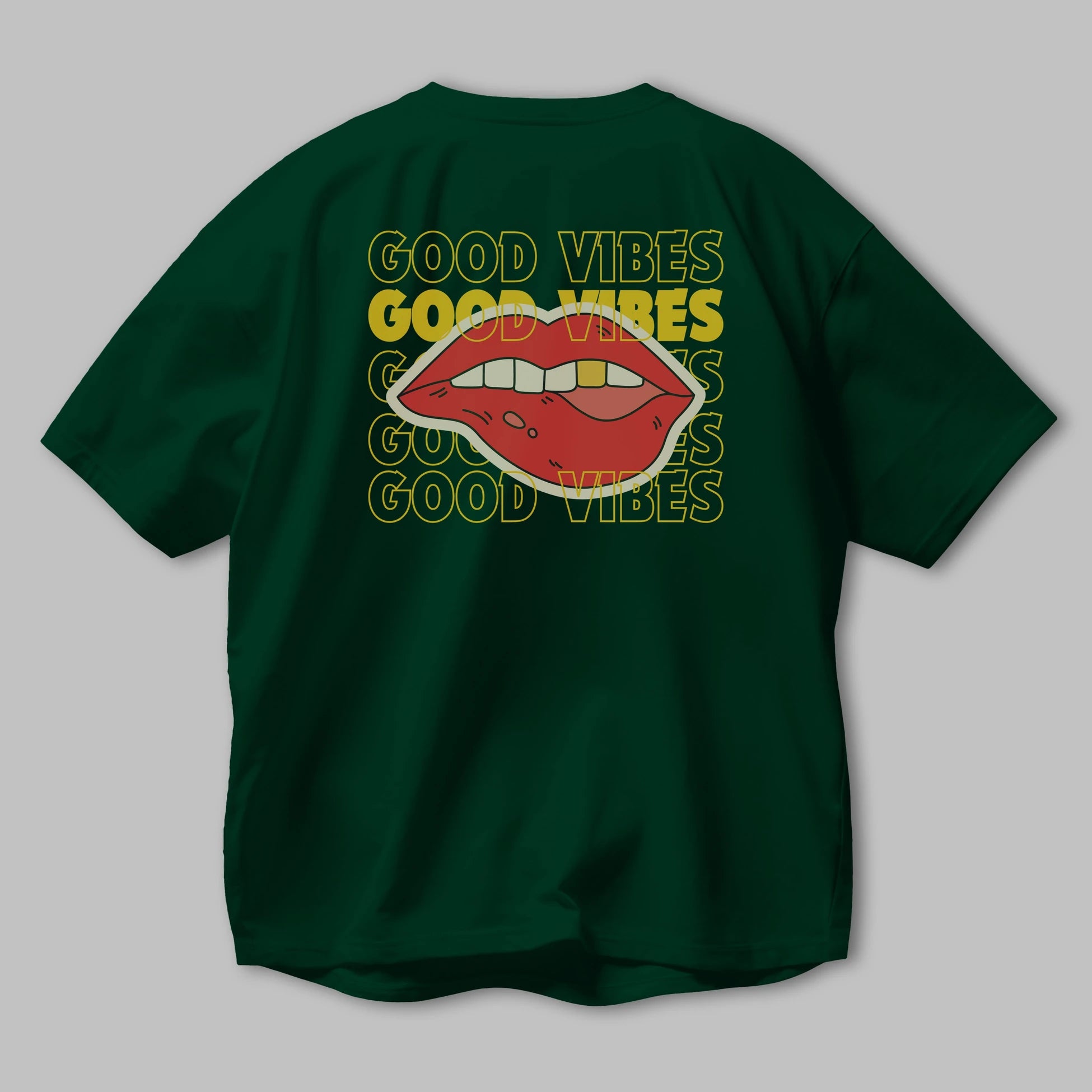 Good Vibes Yazılı 2 Arka Baskılı Oversize t-shirt Erkek Kadın Unisex
