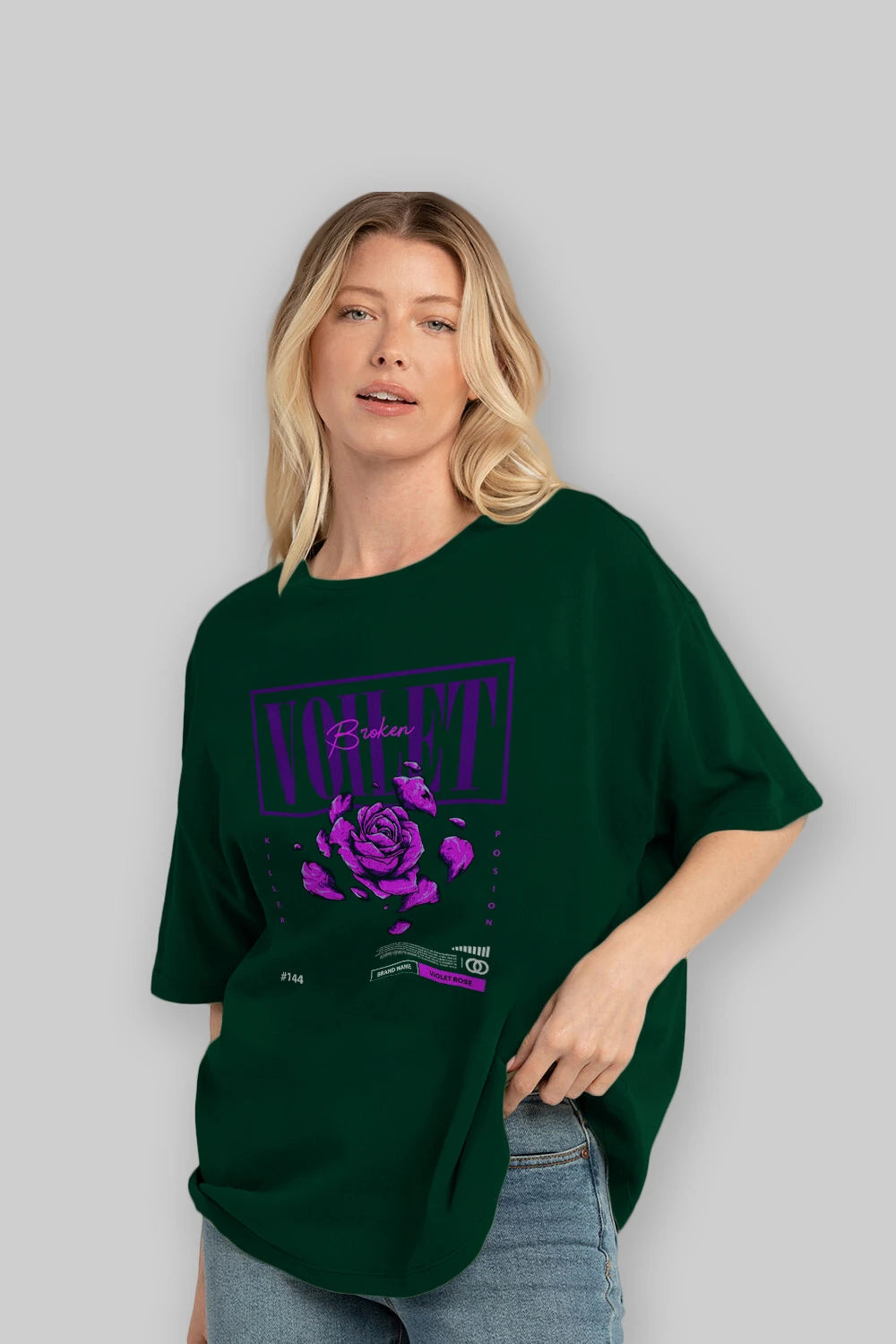 Voilet Broken Ön Baskılı Oversize t-shirt Erkek Kadın Unisex