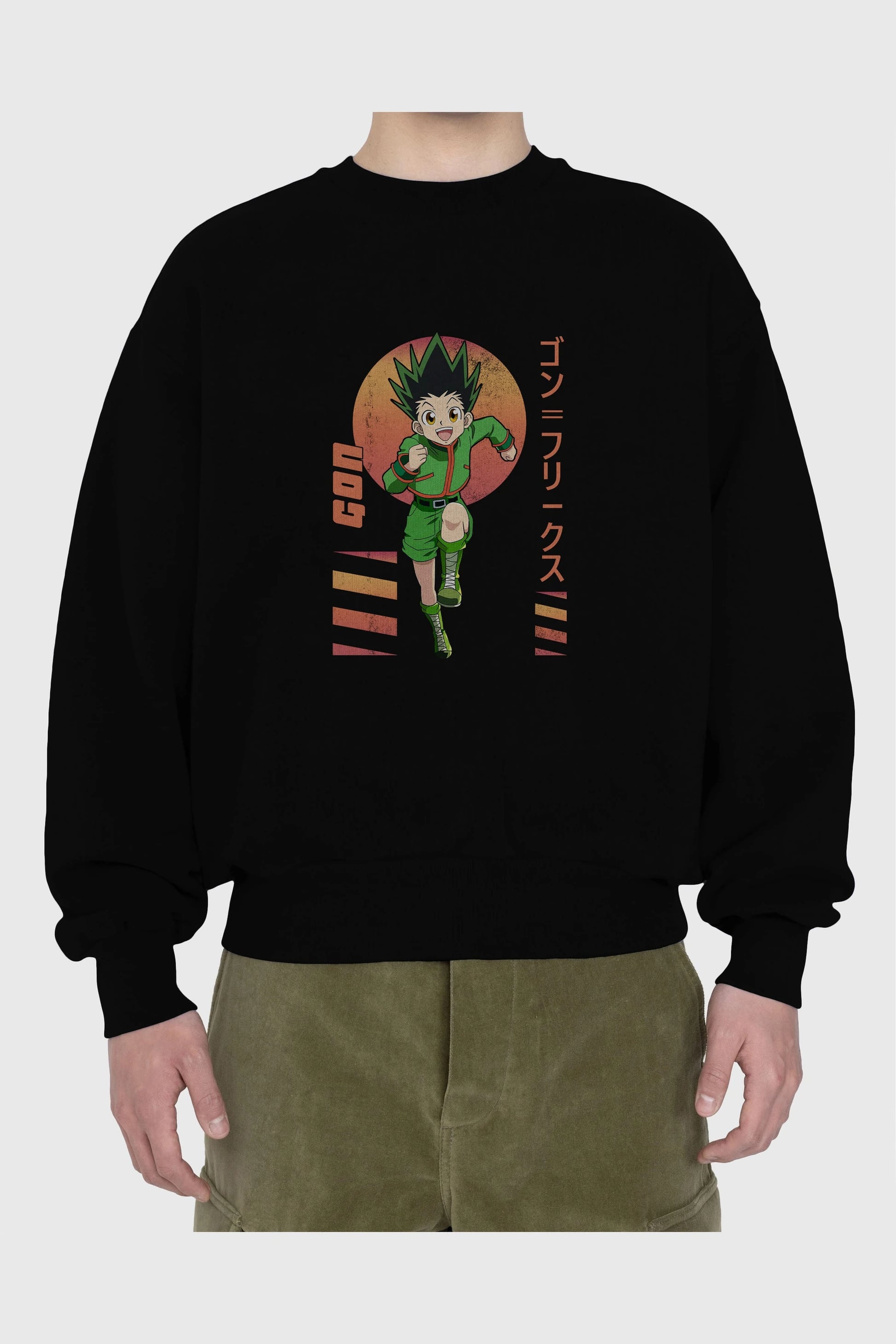 Gon Freecss HUNTER X HUNTER 2 Anime Ön Baskılı Oversize Sweatshirt Erkek Kadın Unisex