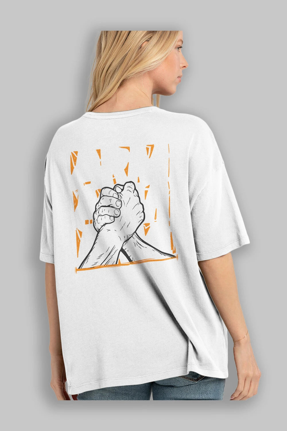 Arm Wrestling Arka Baskılı Oversize t-shirt Erkek Kadın Unisex