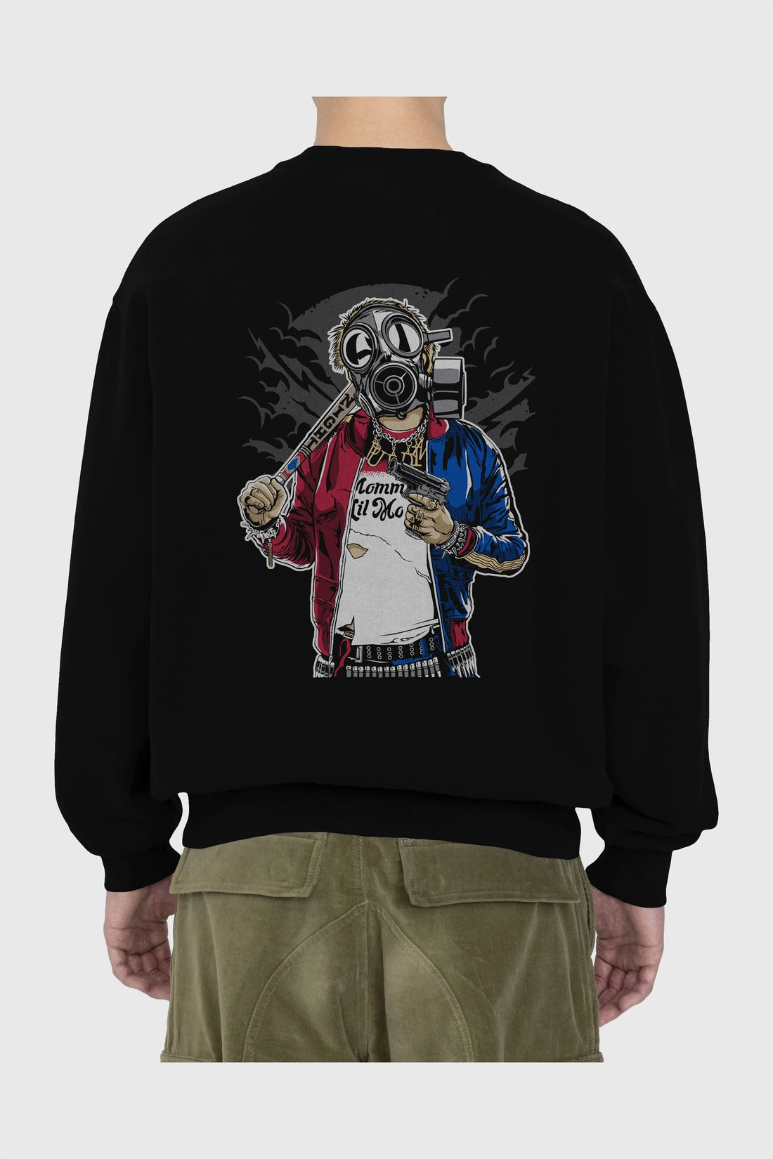 Suicide Gasmask Arka Baskılı Oversize Sweatshirt Erkek Kadın Unisex