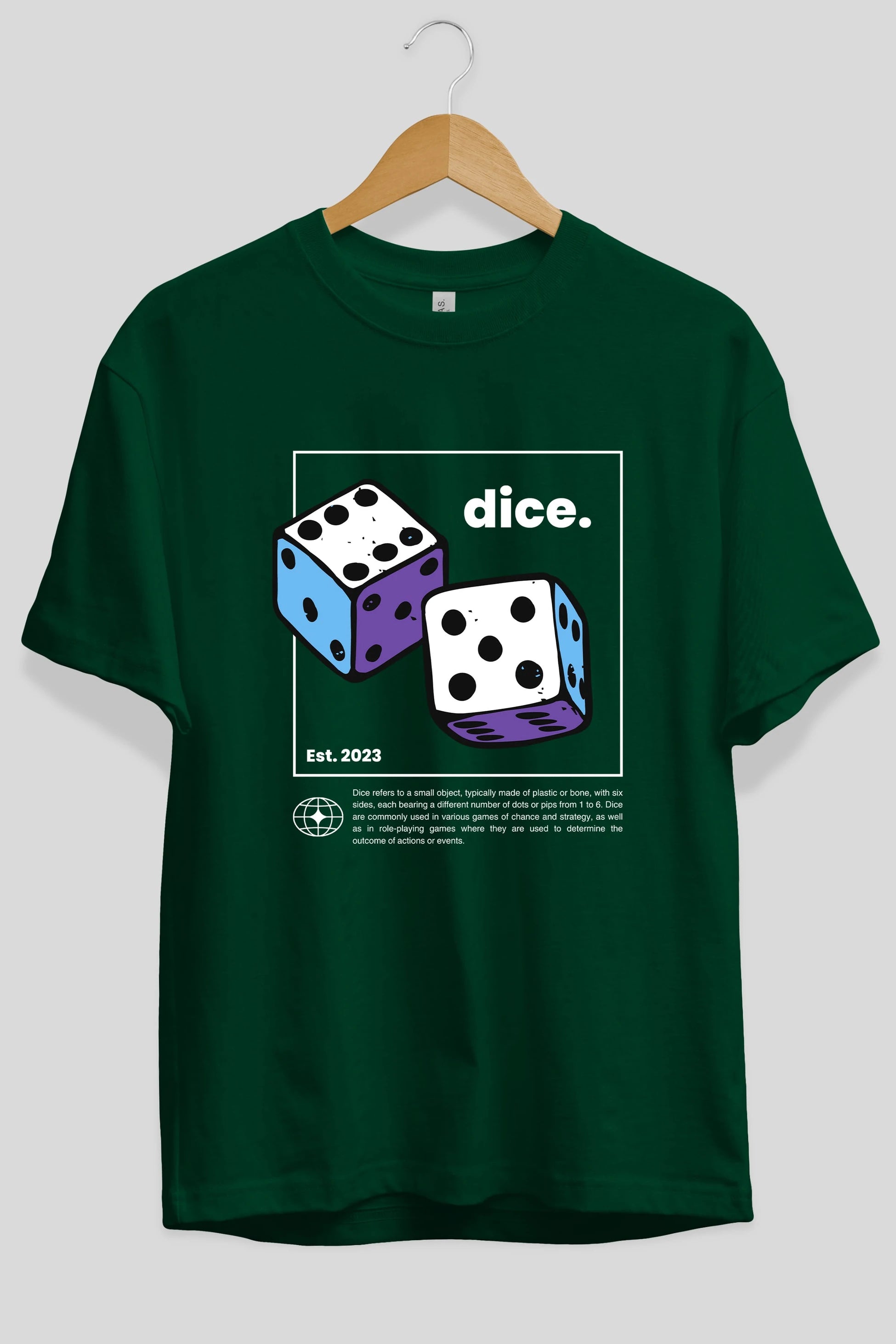 Dice Yazılı Ön Baskılı Oversize t-shirt Erkek Kadın Unisex