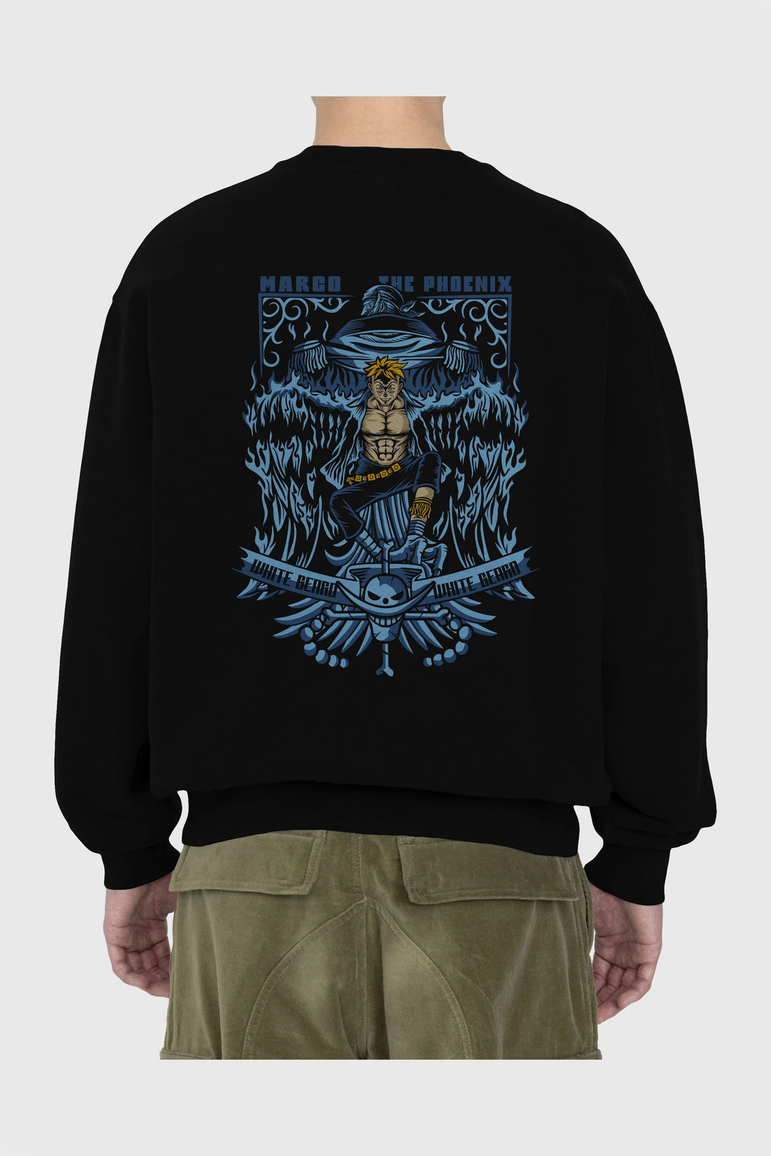 Marco the Phoenix Arka Baskılı Anime Oversize Sweatshirt Erkek Kadın Unisex