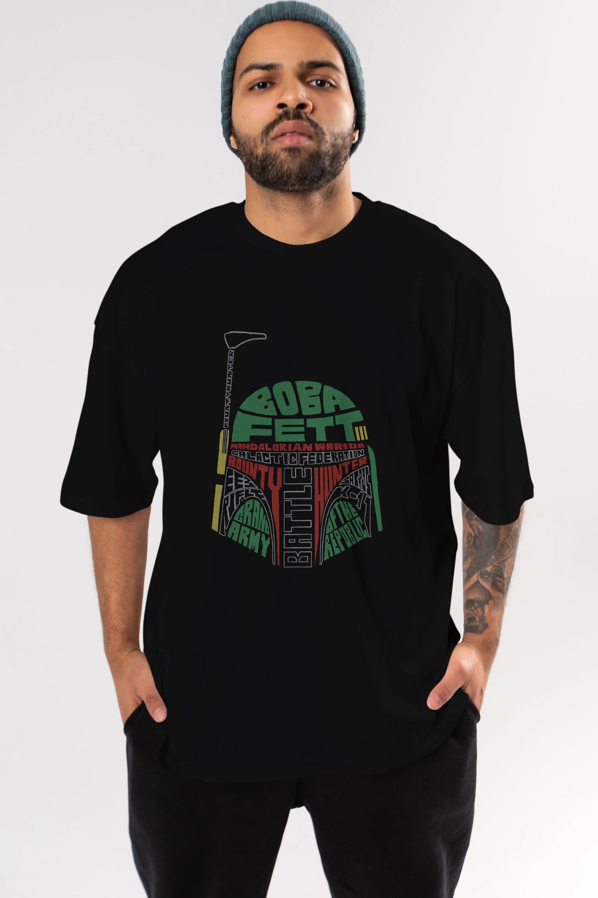 Boba Fett (2) Ön Baskılı Oversize t-shirt %100 pamuk Erkek Kadın Unisex