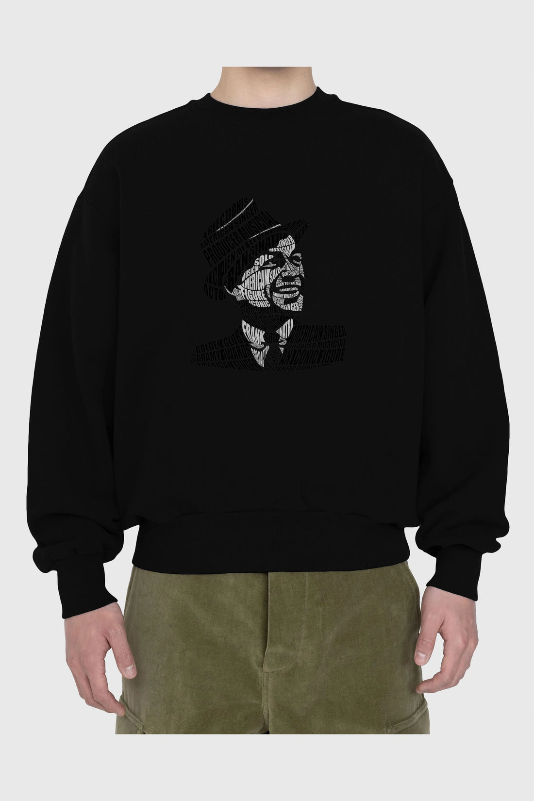 Frank Sinatra Calligram Ön Baskılı Oversize Sweatshirt Erkek Kadın Unisex