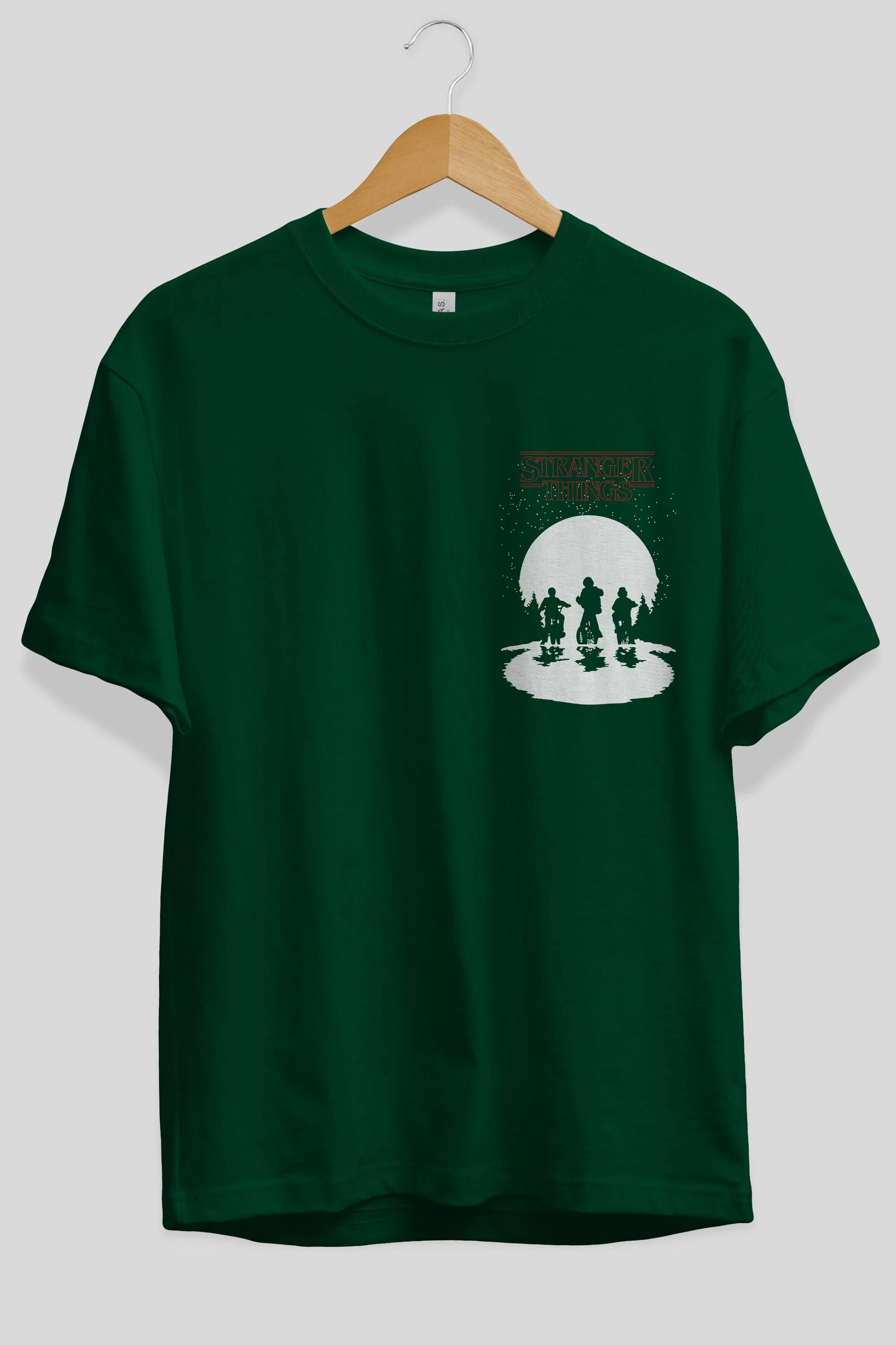 Stranger Things Ön Sol Baskılı Oversize t-shirt Erkek Kadın Unisex %100 Pamuk Bisiklet Yaka tişort