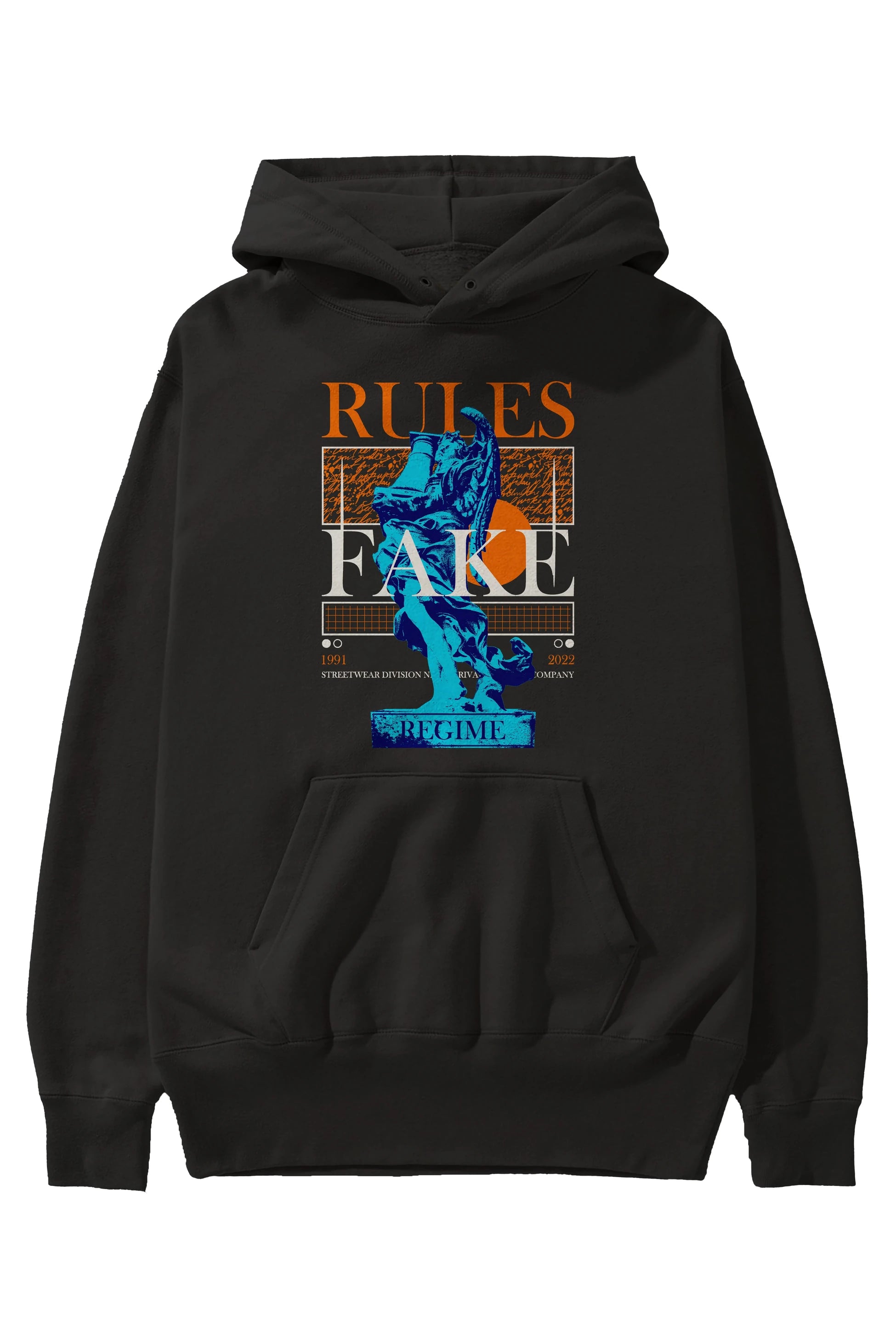 Rules Fake Ön Baskılı Hoodie Oversize Kapüşonlu Sweatshirt Erkek Kadın Unisex