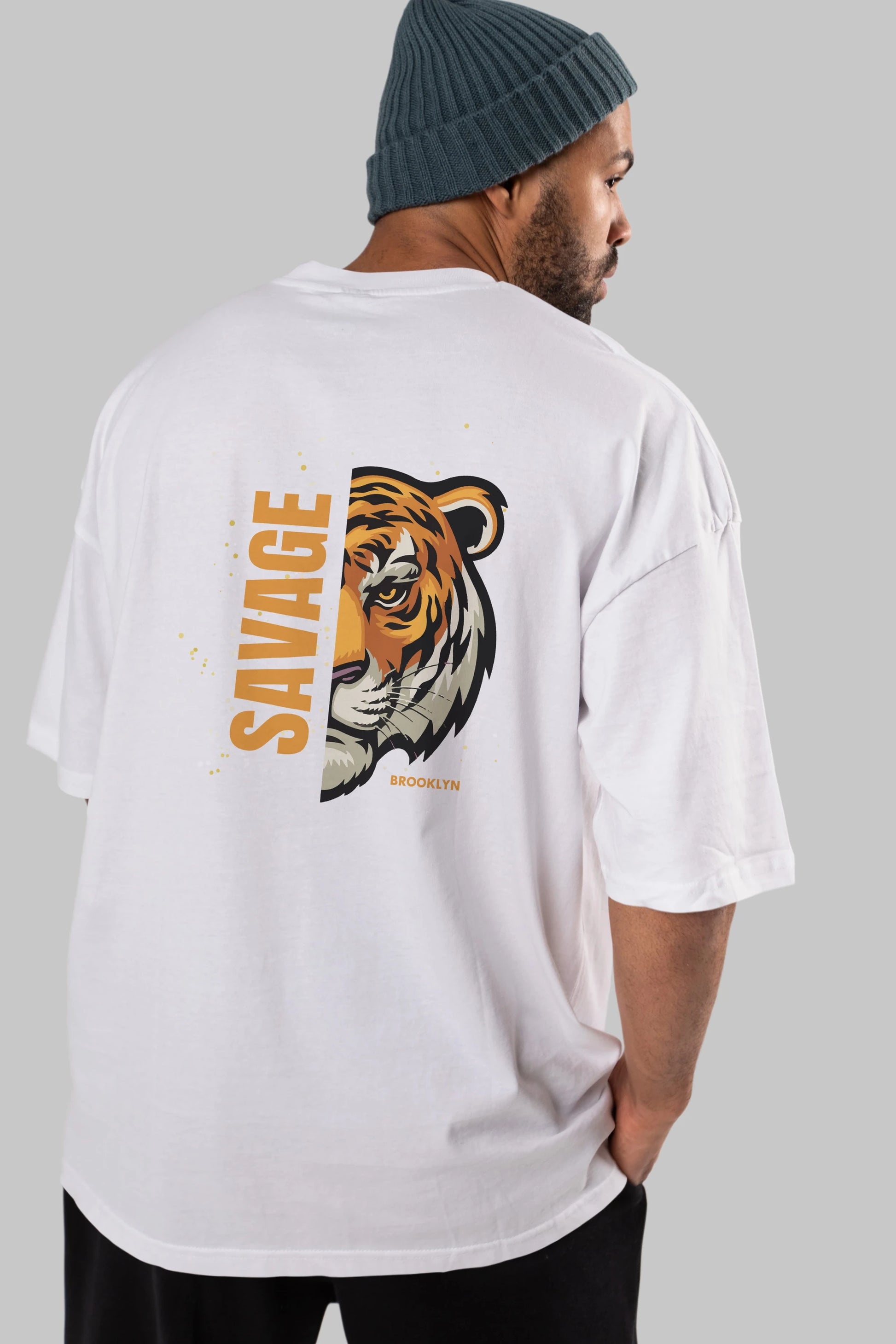 Savage Brooklyn Yazılı Arka Baskılı Oversize t-shirt Erkek Kadın Unisex