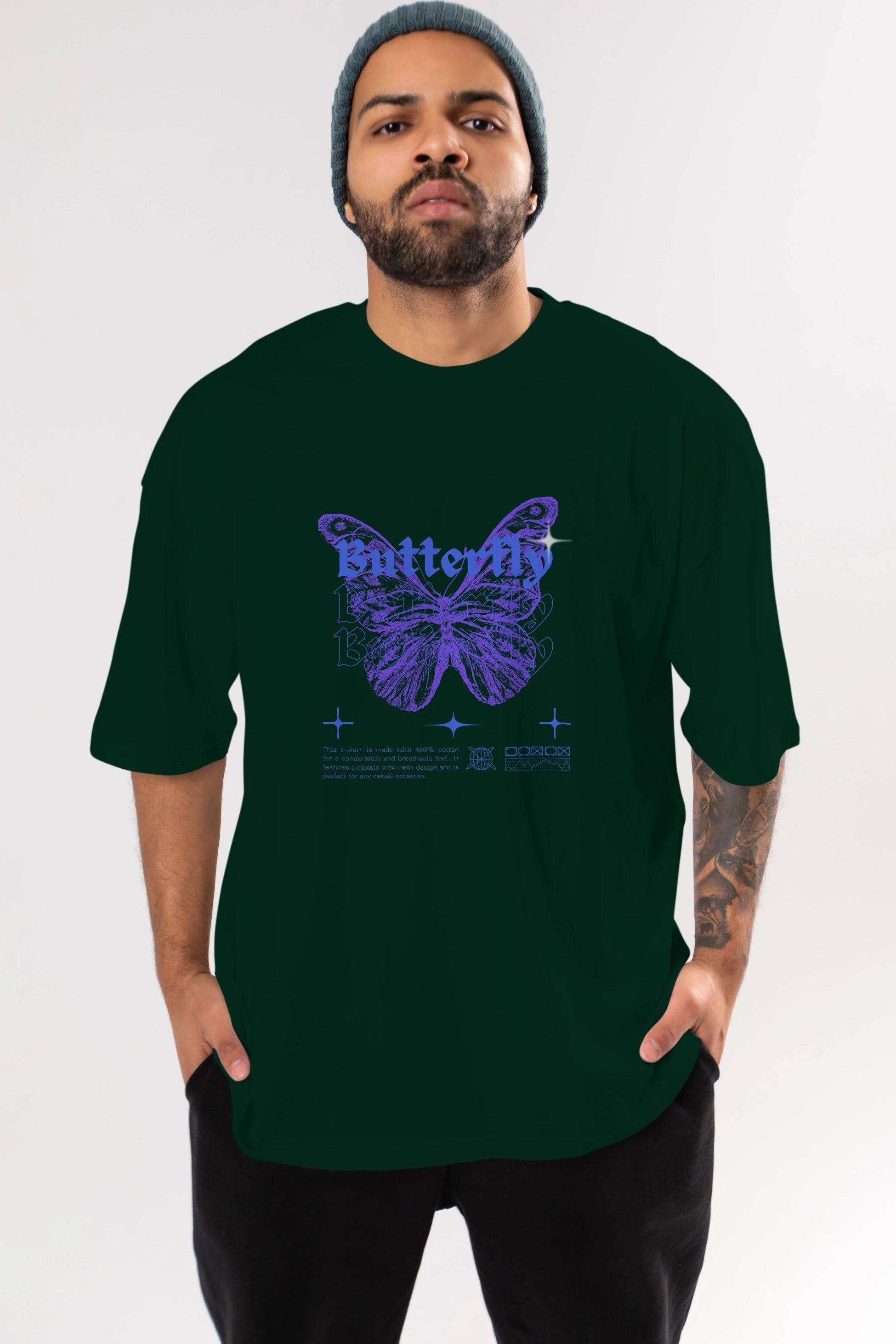 Butterfly Streetwear Ön Baskılı Oversize t-shirt Erkek Kadın Unisex