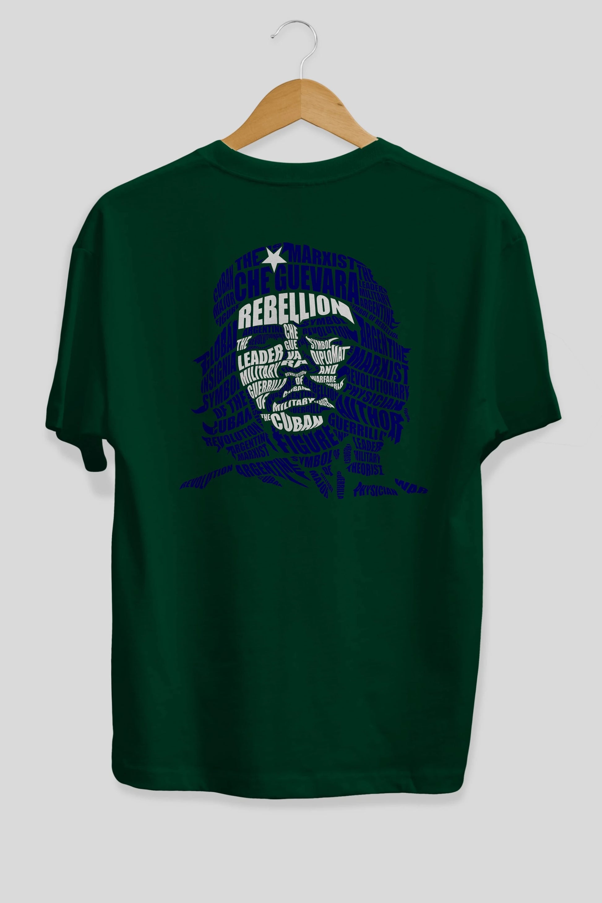 Che Guevara Calligram Arka Baskılı Oversize t-shirt %100 pamuk Erkek Kadın Unisex