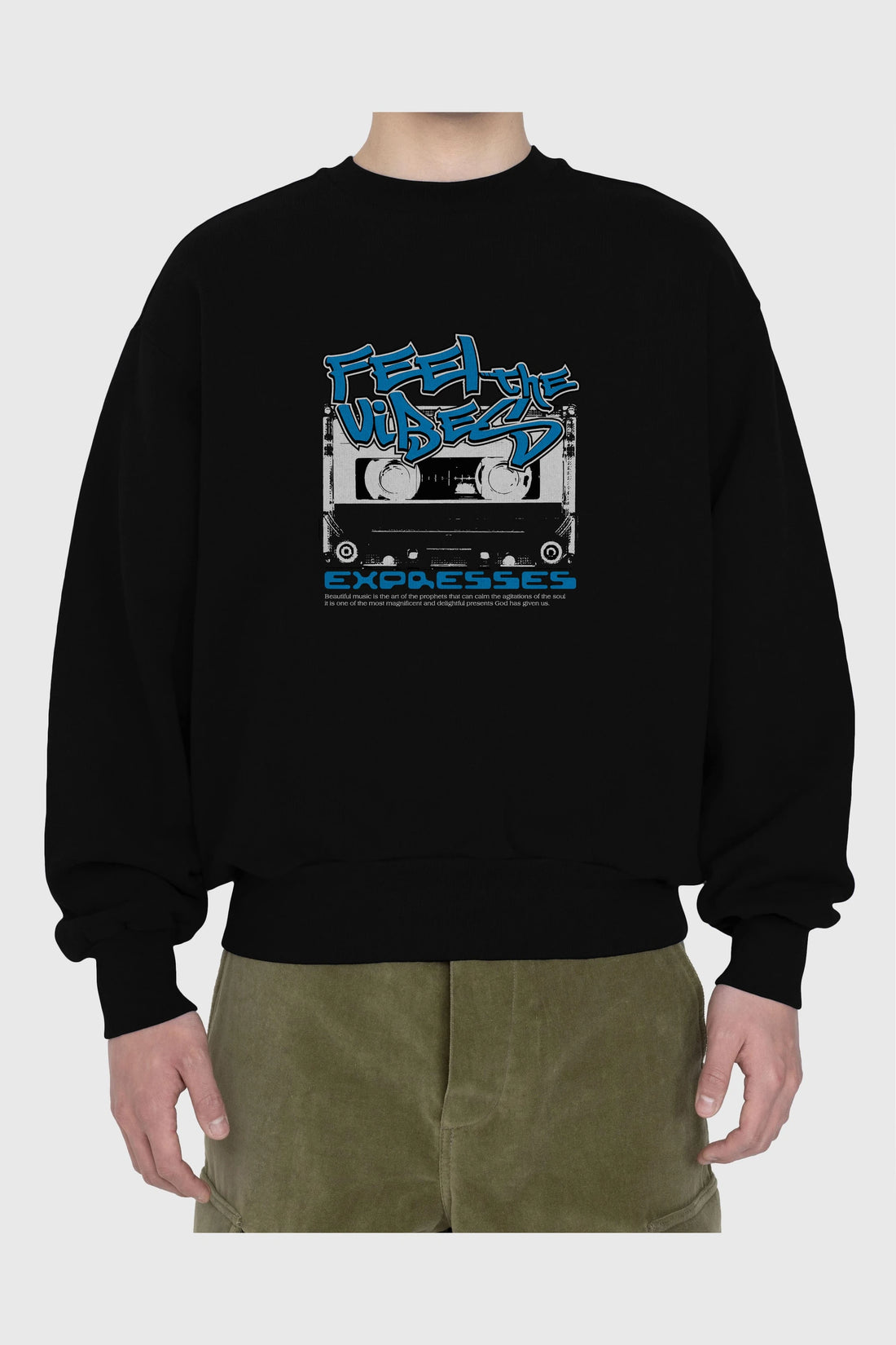 Feel The Vibes Ön Baskılı Oversize Sweatshirt Erkek Kadın Unisex