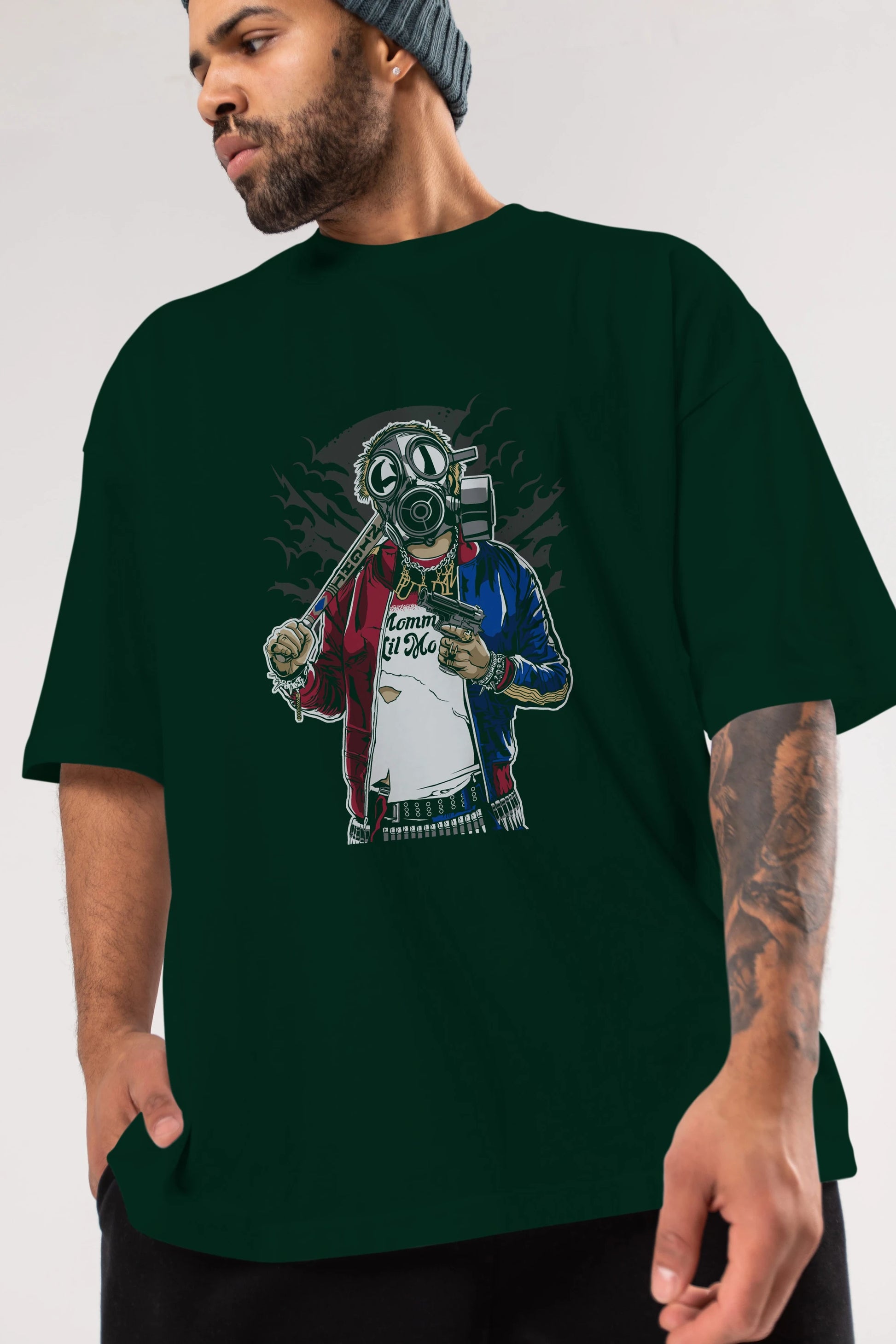 Suicide Gasmask Ön Baskılı Oversize t-shirt Erkek Kadın Unisex %100 Pamuk tişort