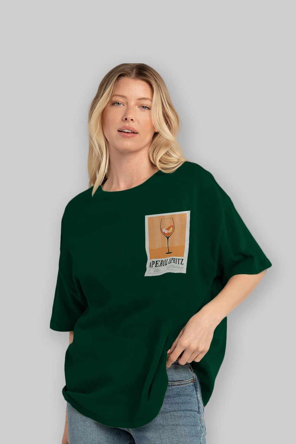 Aperol Spritz 8 Ön Sol Baskılı Oversize t-shirt Erkek Kadın Unisex %100 Pamuk Bisiklet Yaka tişort
