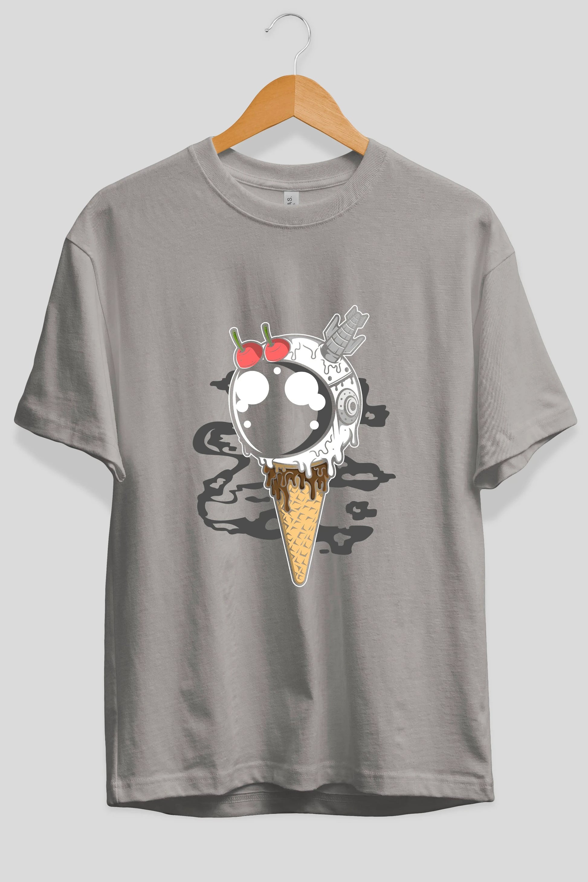 Astronaut Ice Cream Ön Baskılı Oversize t-shirt Erkek Kadın Unisex