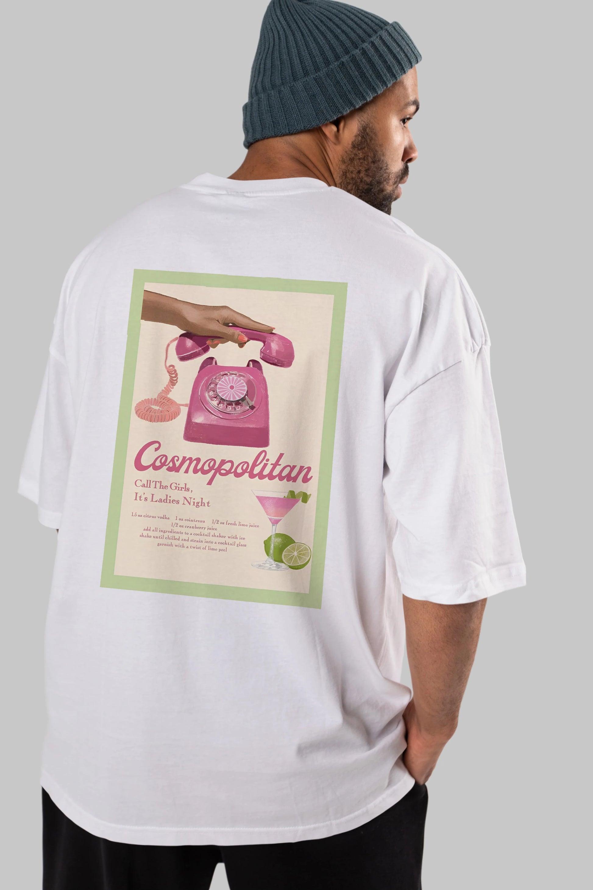 Cosmopolitan 5 Arka Baskılı Oversize t-shirt Erkek Kadın Unisex %100 Pamuk Bisiklet Yaka tişort