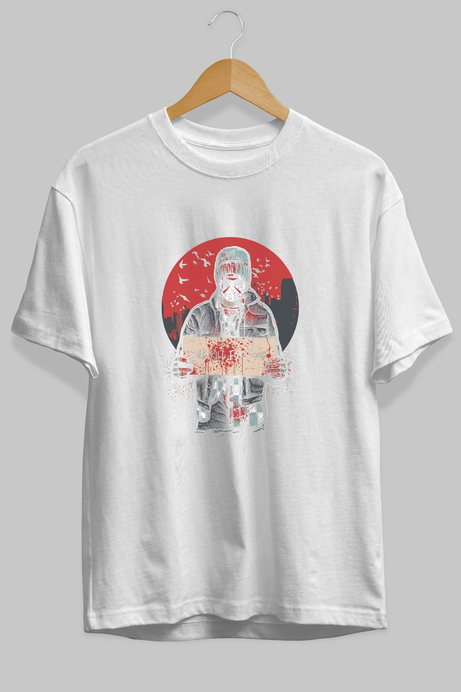 Kill For Food Ön Baskılı Oversize t-shirt Erkek Kadın Unisex %100 Pamuk tişort