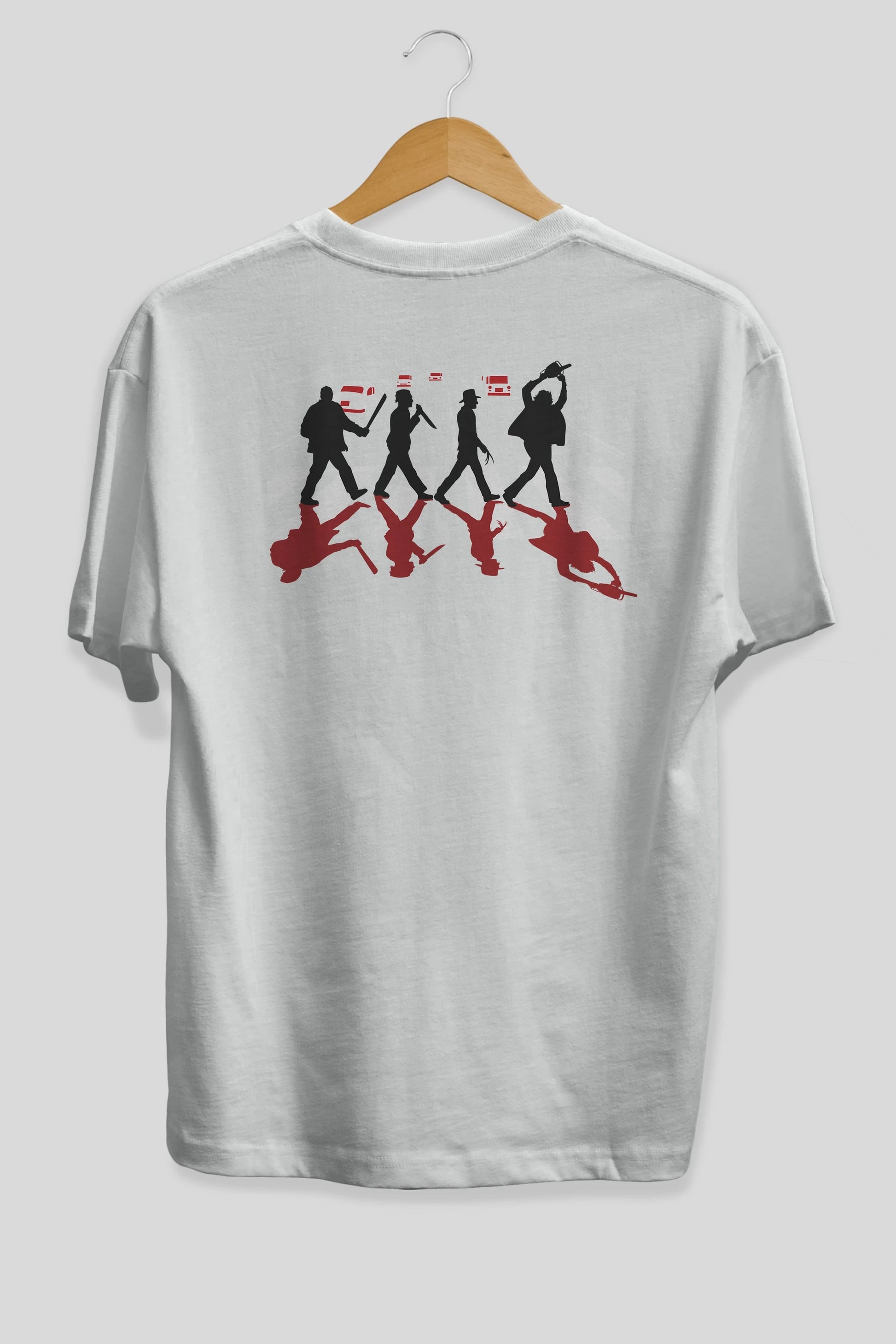 Abbey Road Killer Red Arka Baskılı Oversize t-shirt %100 pamuk Erkek Kadın Unisex