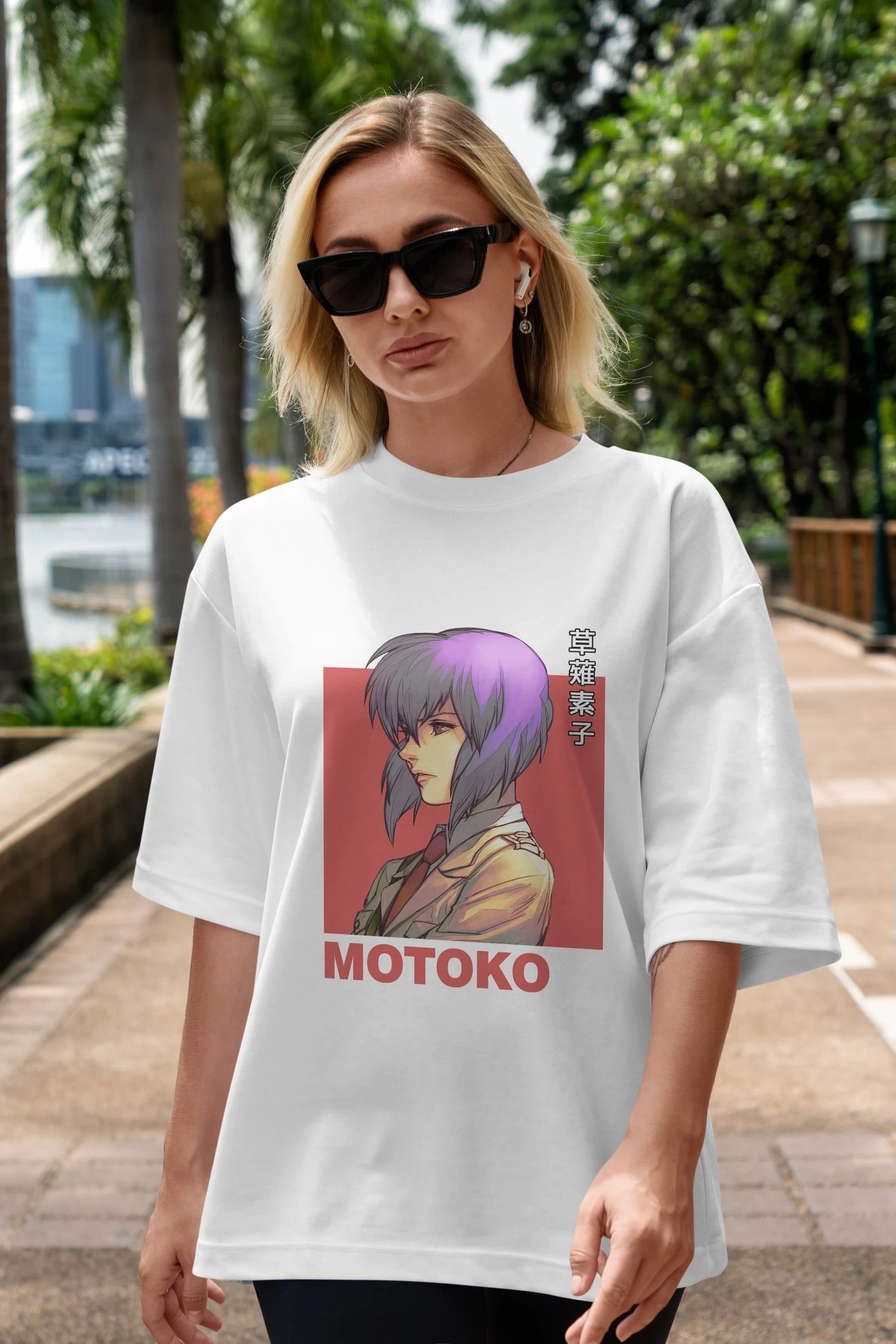 Motoko Kusanagi 12 Anime Ön Baskılı Oversize t-shirt %100 pamuk Erkek Kadın Unisex