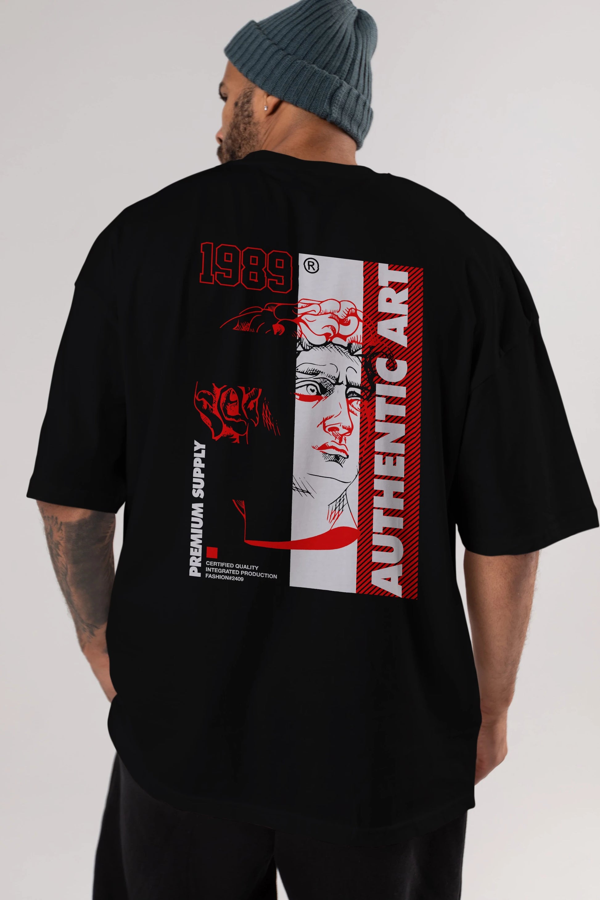 Authentic Art Arka Baskılı Oversize t-shirt Erkek Kadın Unisex