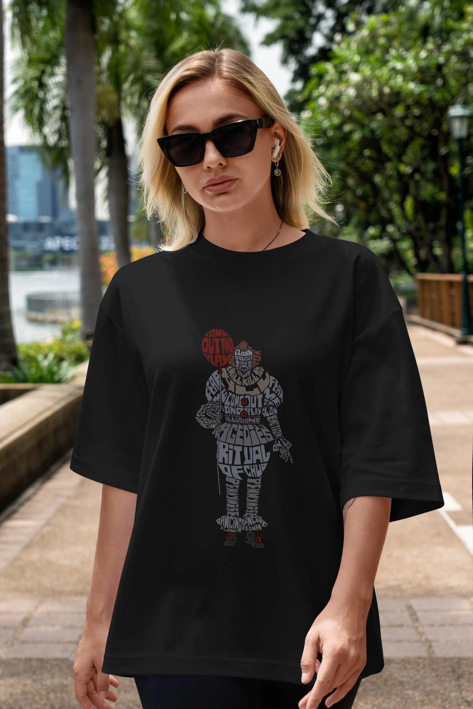 It Ön Baskılı Oversize t-shirt %100 pamuk Erkek Kadın Unisex