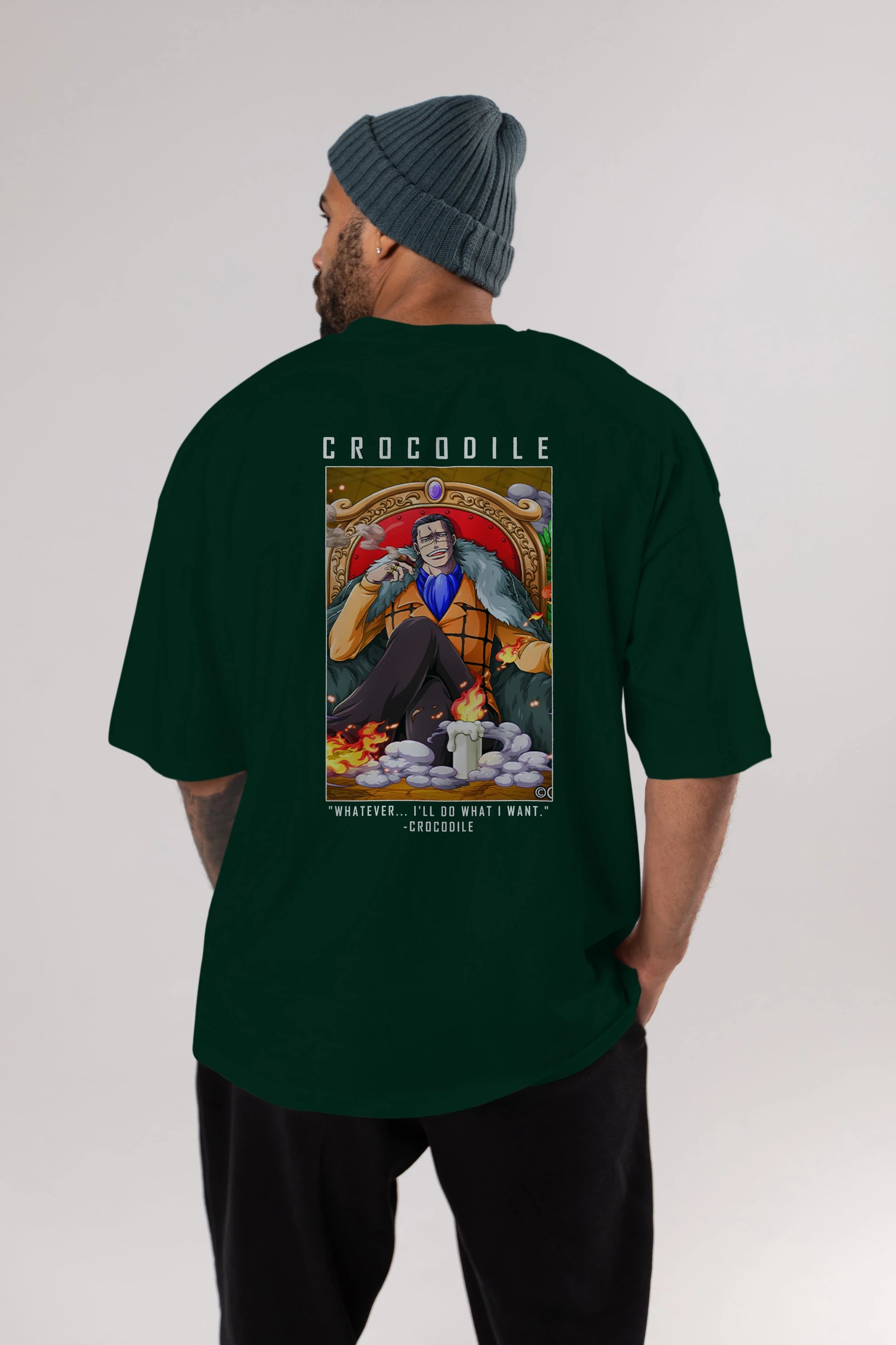 Crocodile Anime Arka Baskılı Oversize t-shirt Erkek Kadın Unisex %100 pamuk tişort